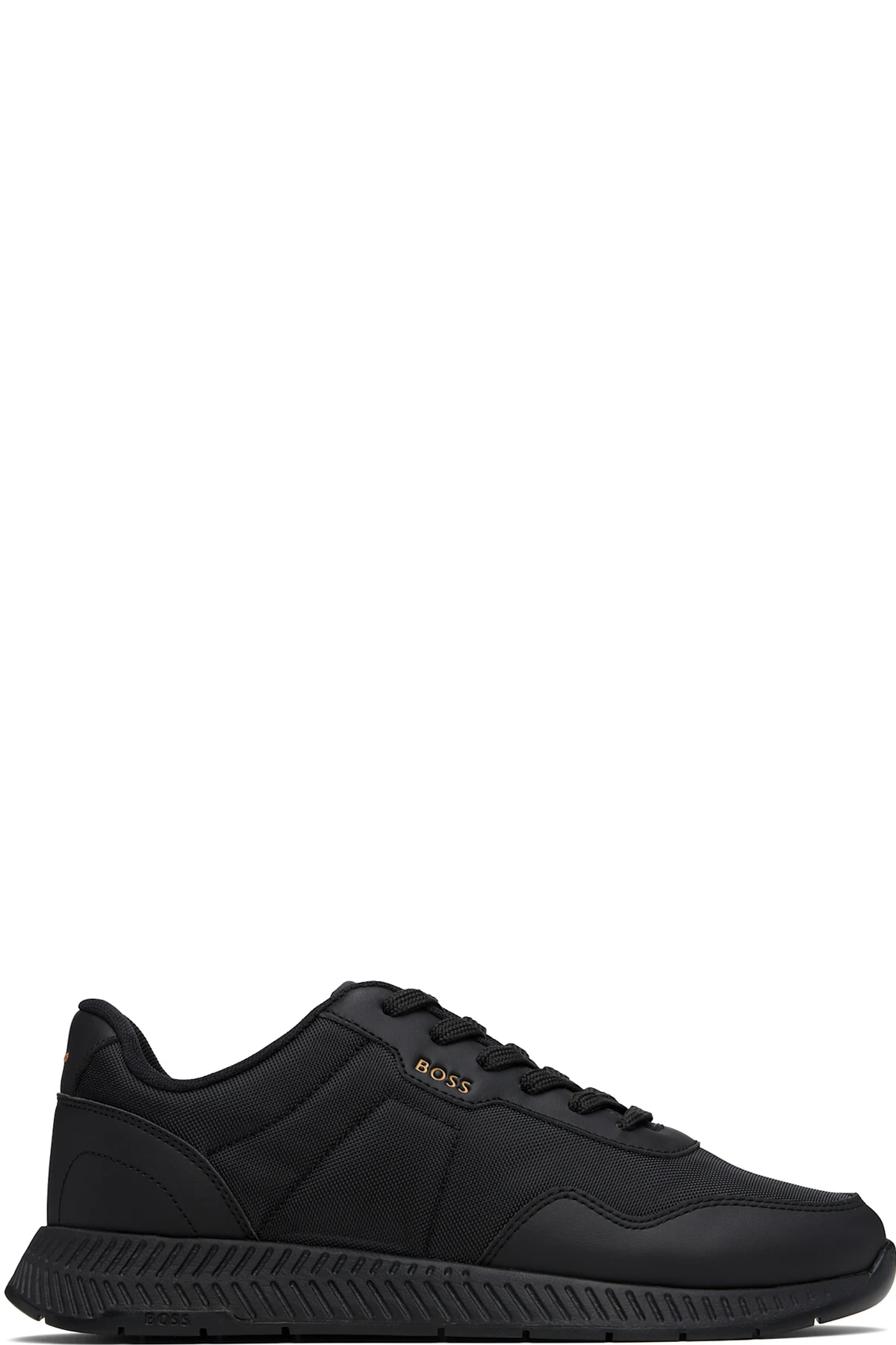 Black Faux-Leather & Mesh Sneakers