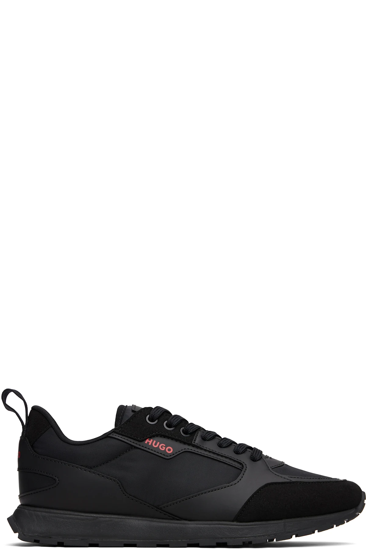 Black Mixed-Material Branded Accent Sneakers
