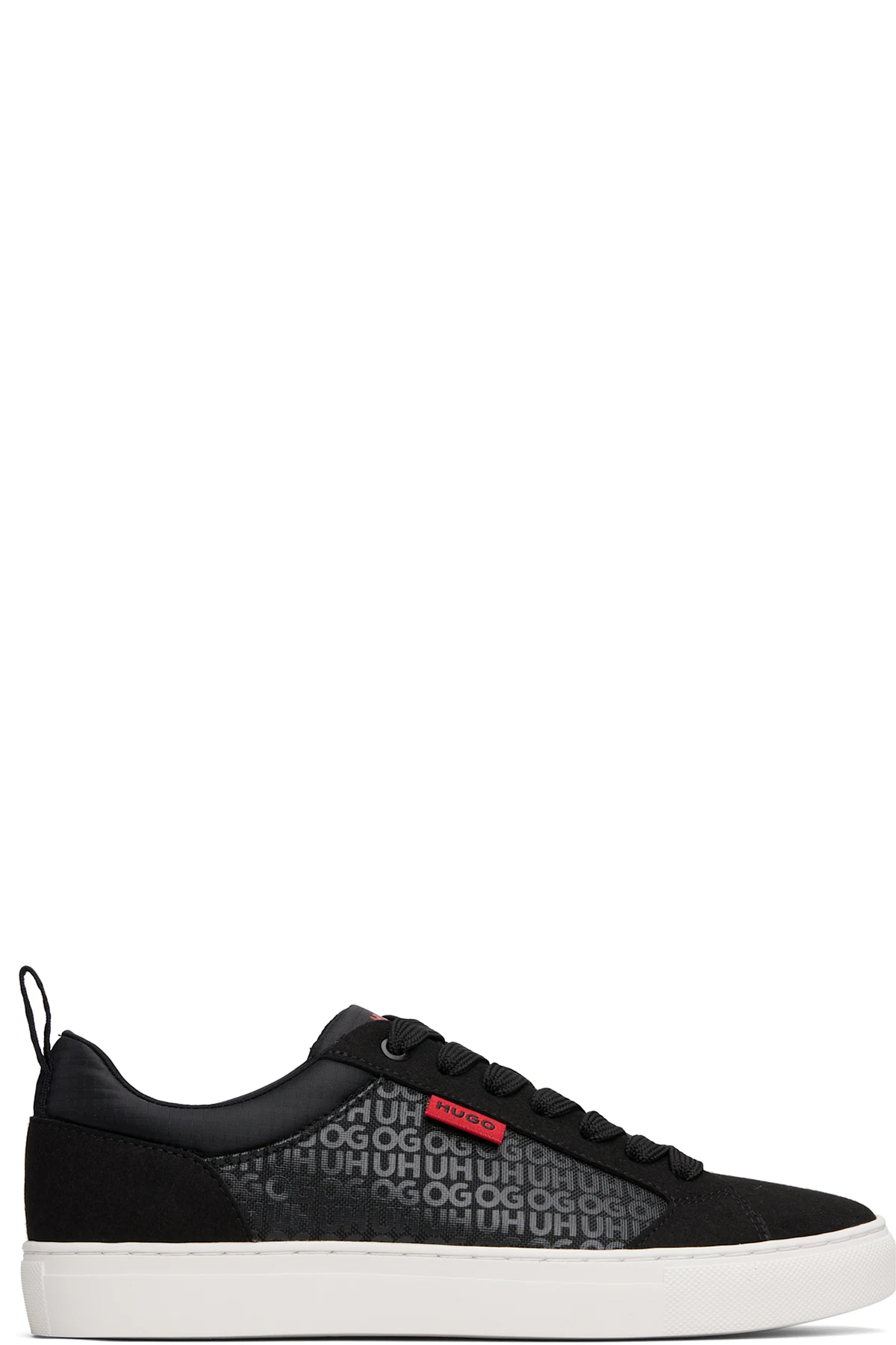 Black Printed-Logo Sneakers