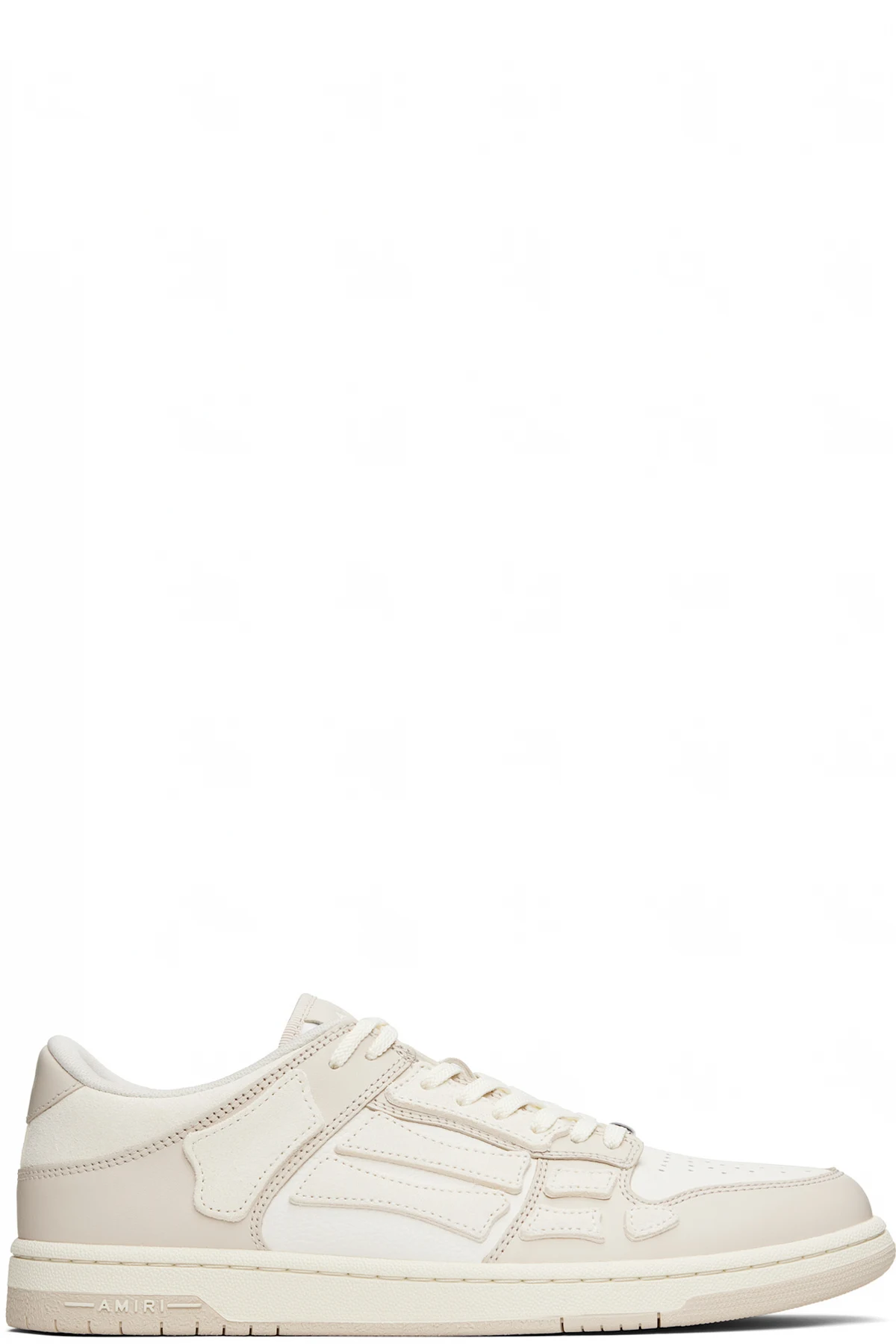 White & Beige Skel Top Low Sneakers