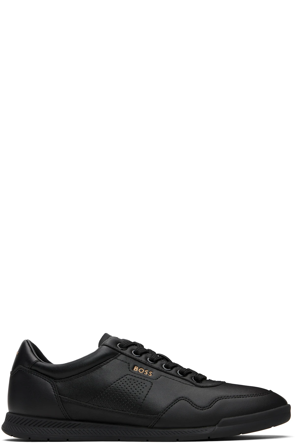 Black Leather Logo Sneakers