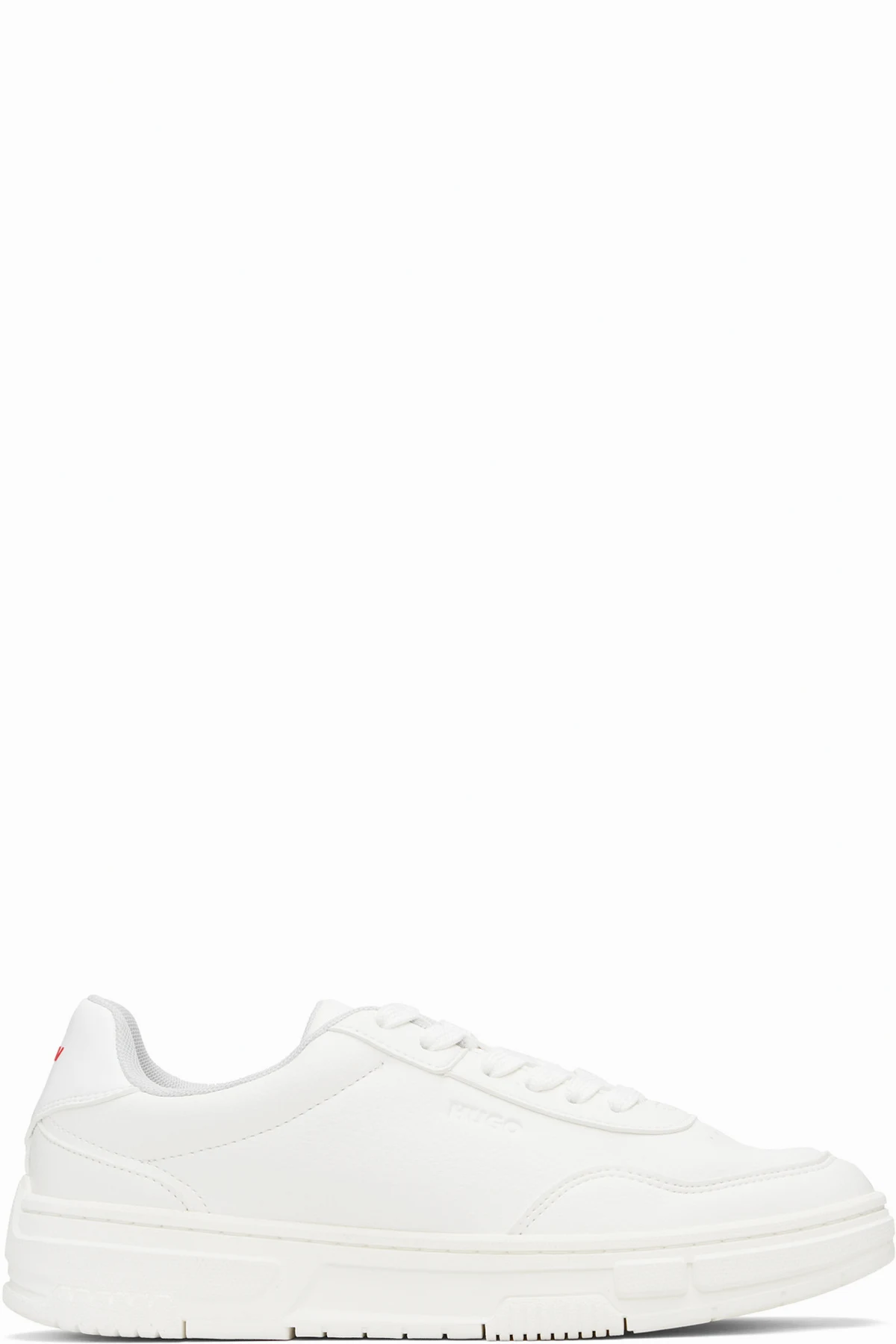 White Faux-Leather Zigzag Detailing Sneakers