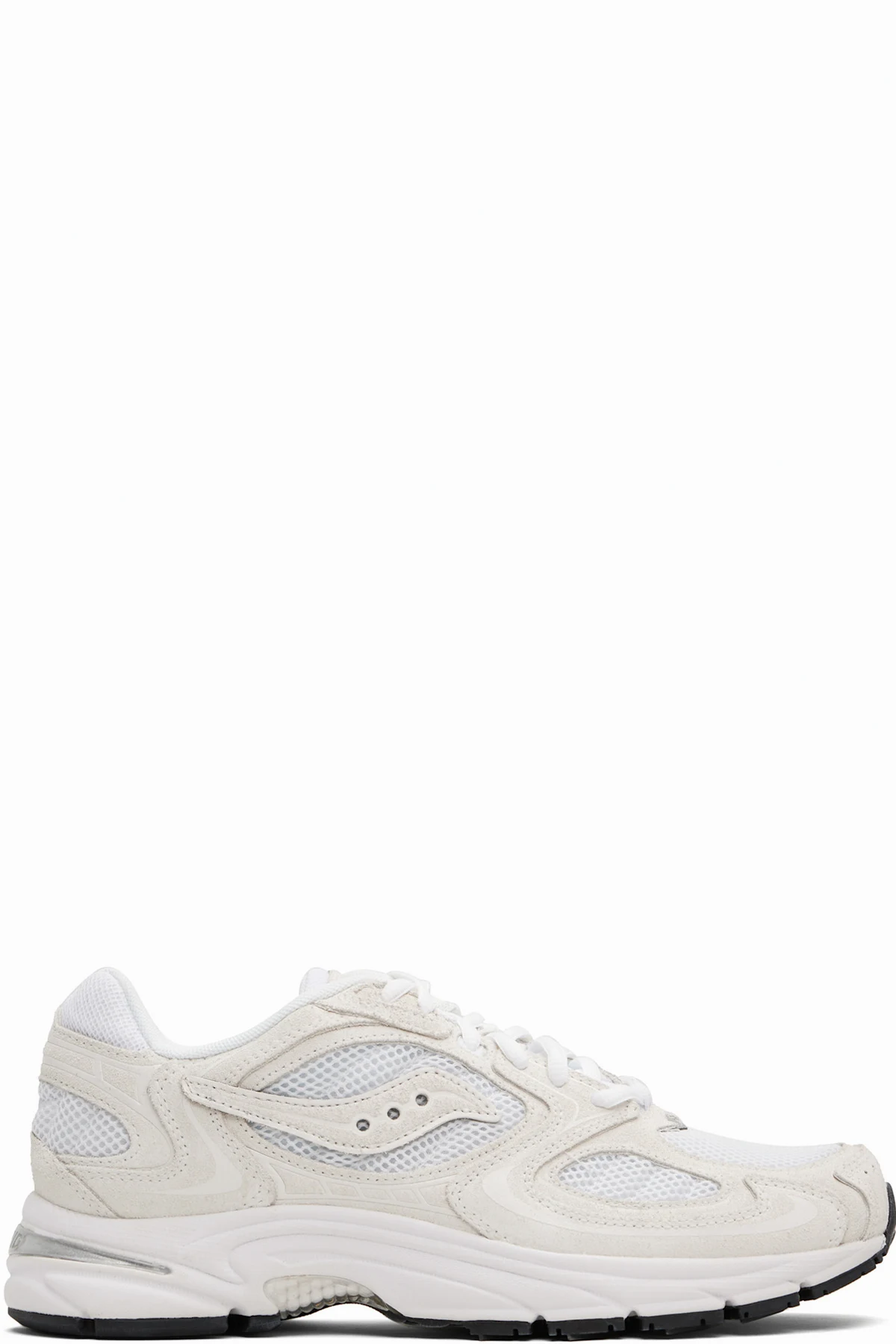 White & Off-White Grid Jazz 9 Suede Sneakers