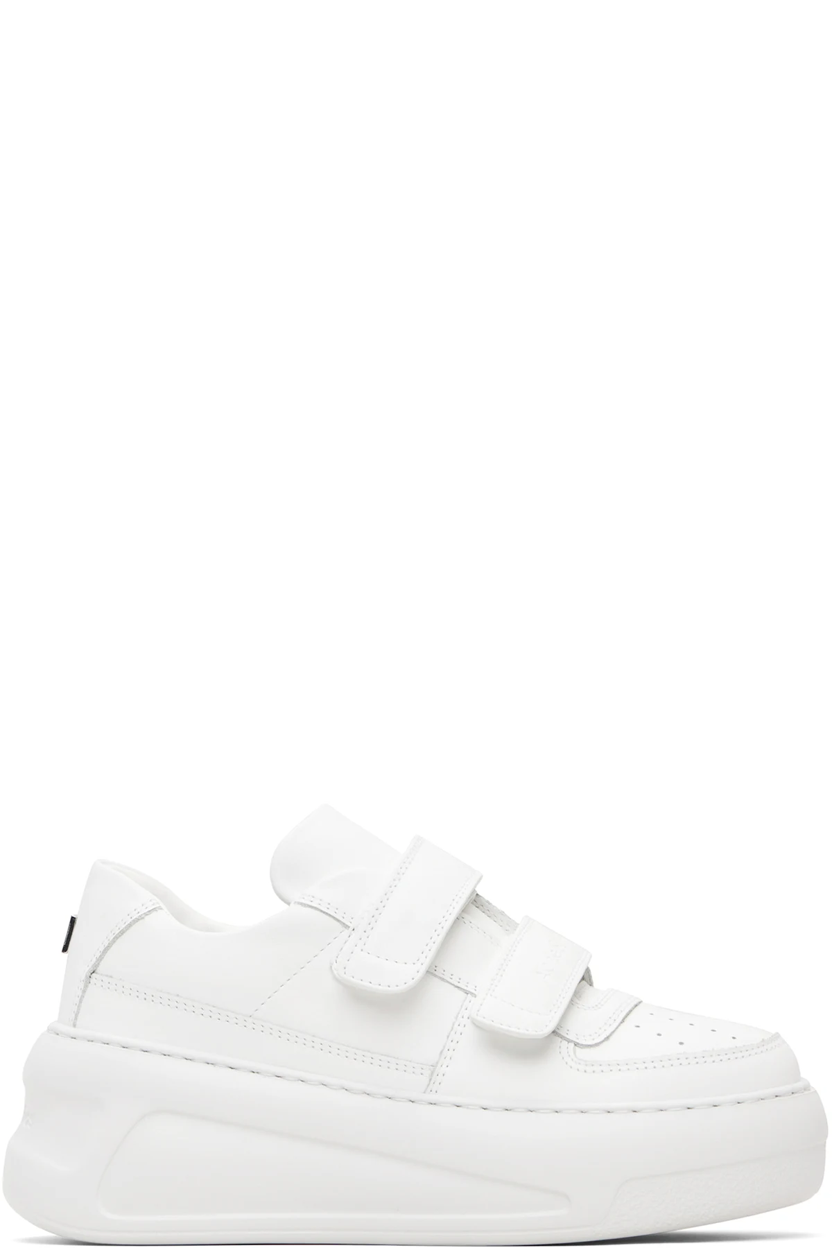 White Velcro Strap Platform Sneakers