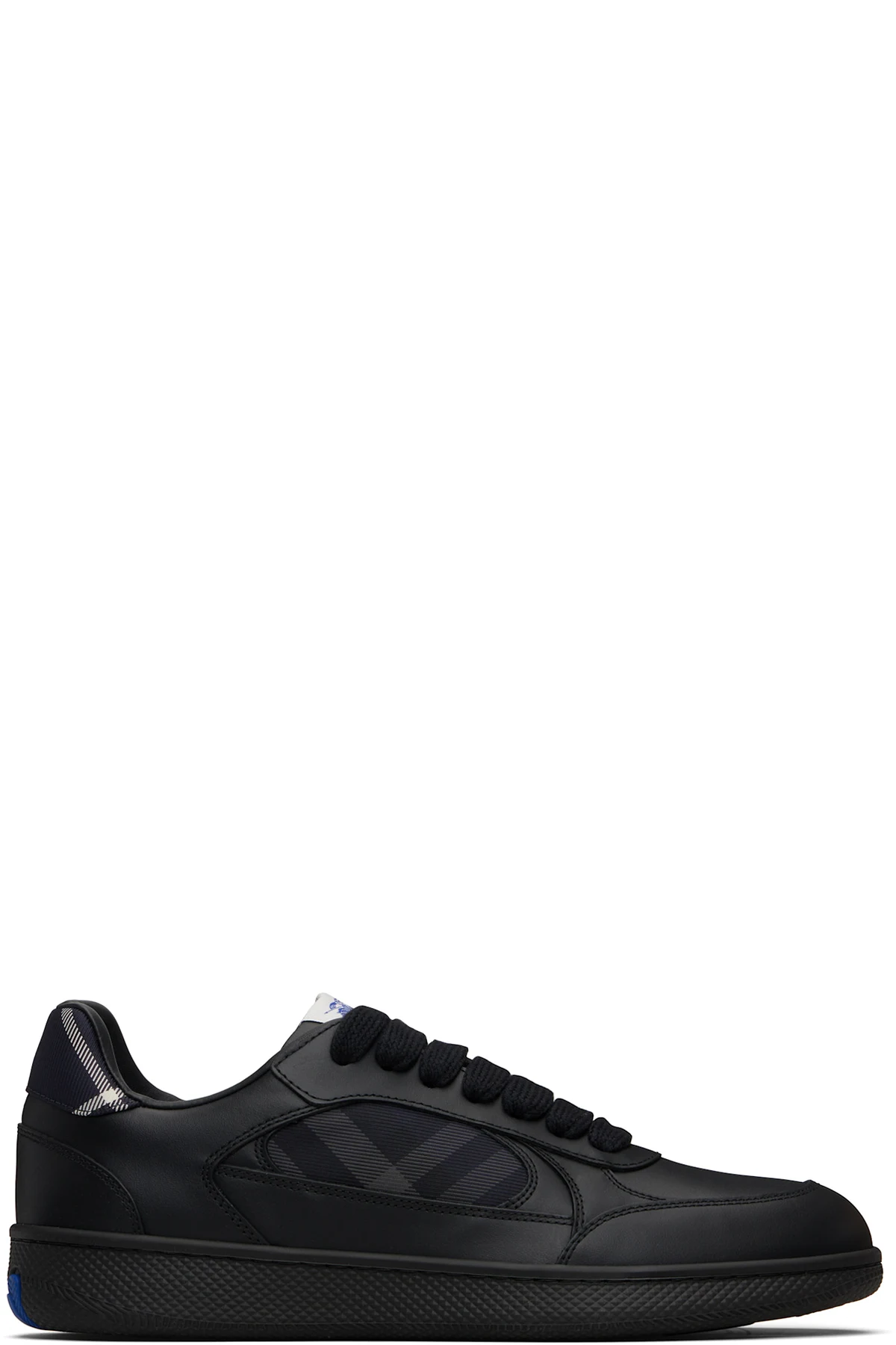 Black Leather & Check Terrace Sneakers