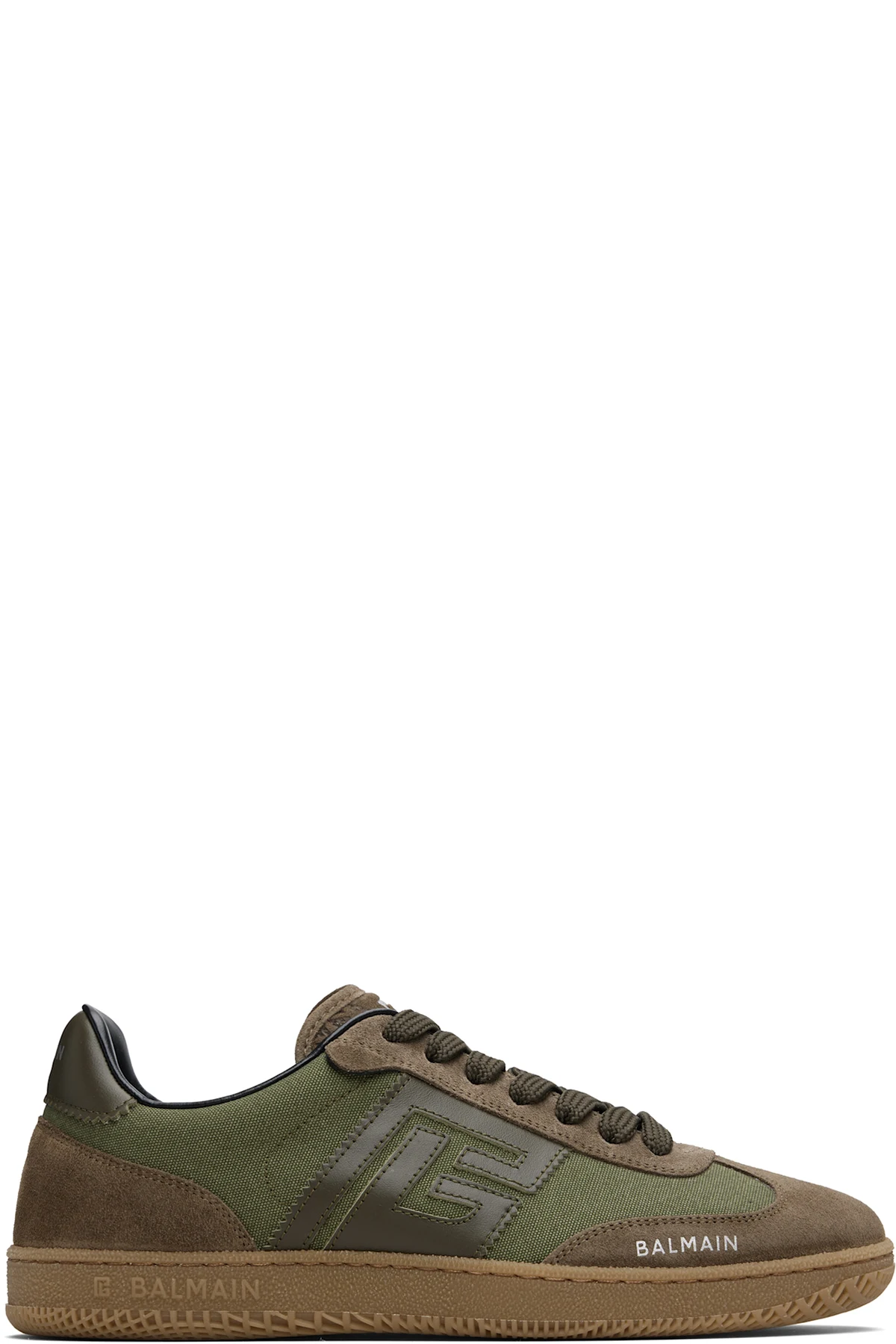 Khaki & Brown Leather & Canvas Swan Sneakers