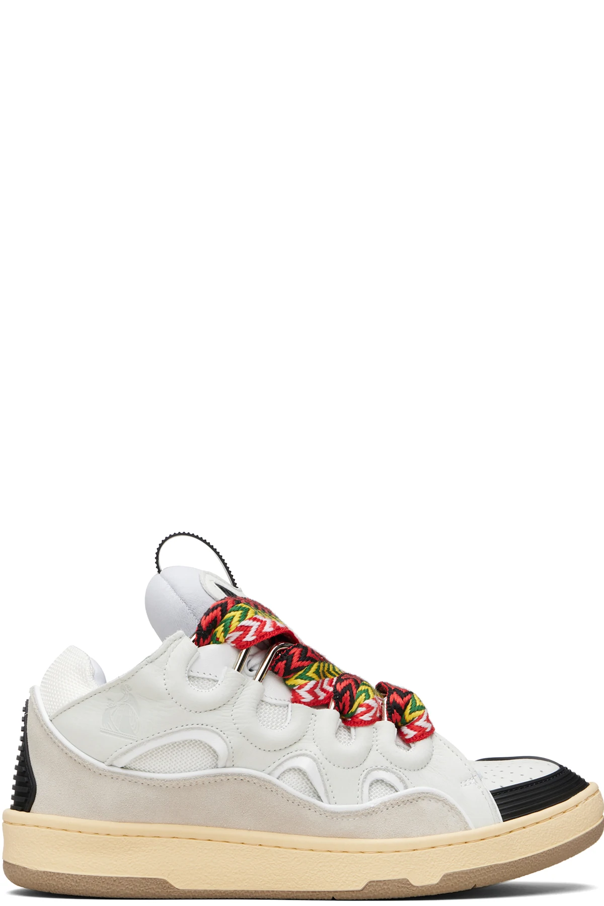 Off-White & Black Leather Curb Sneakers