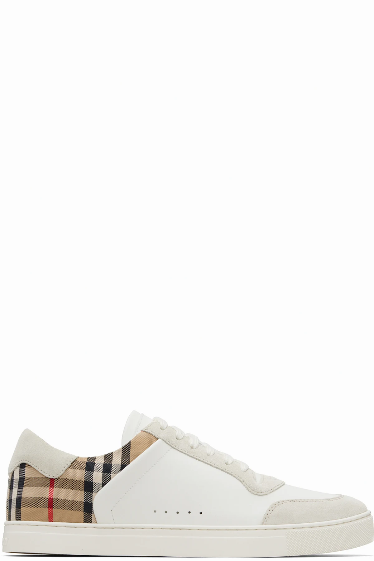 White Suede & Check Sneakers