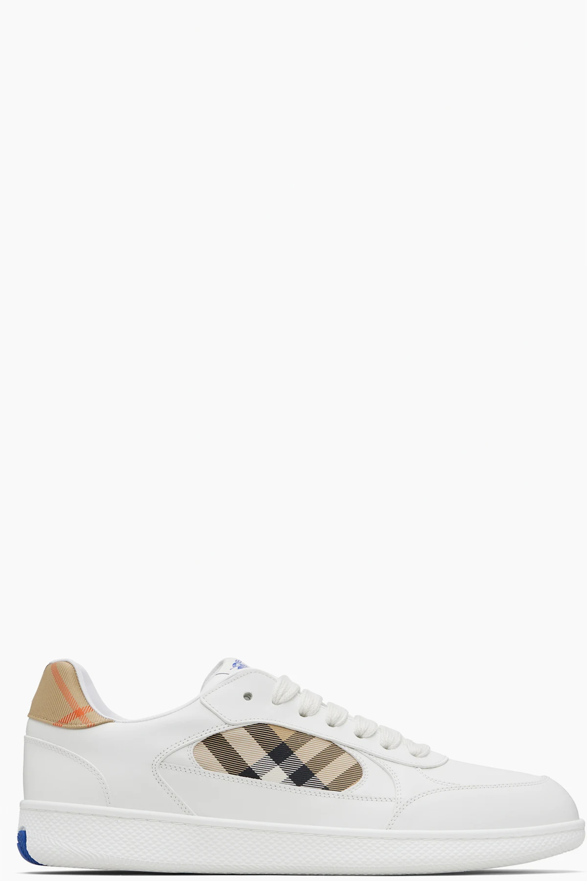 White Leather & Check Terrace Sneakers​