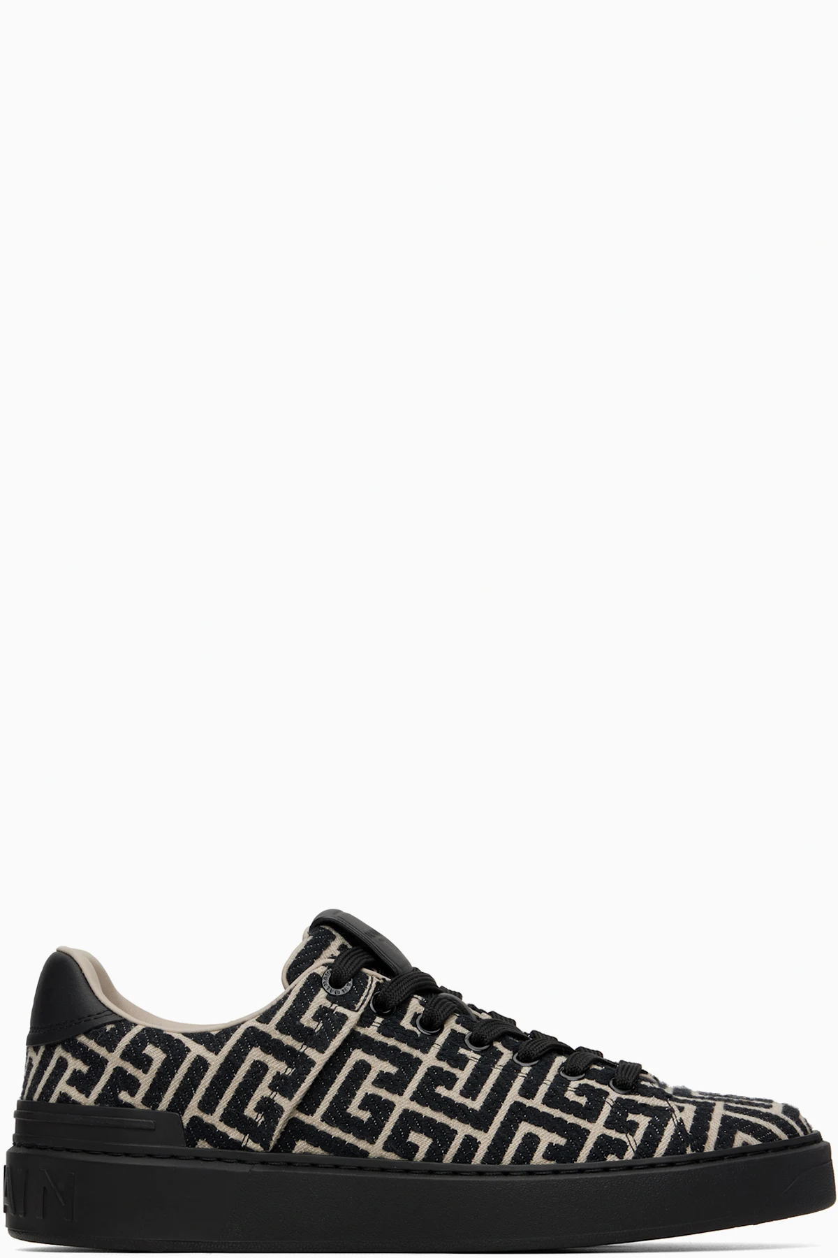 Black & Beige Monogram Jacquard B-Court Sneakers
