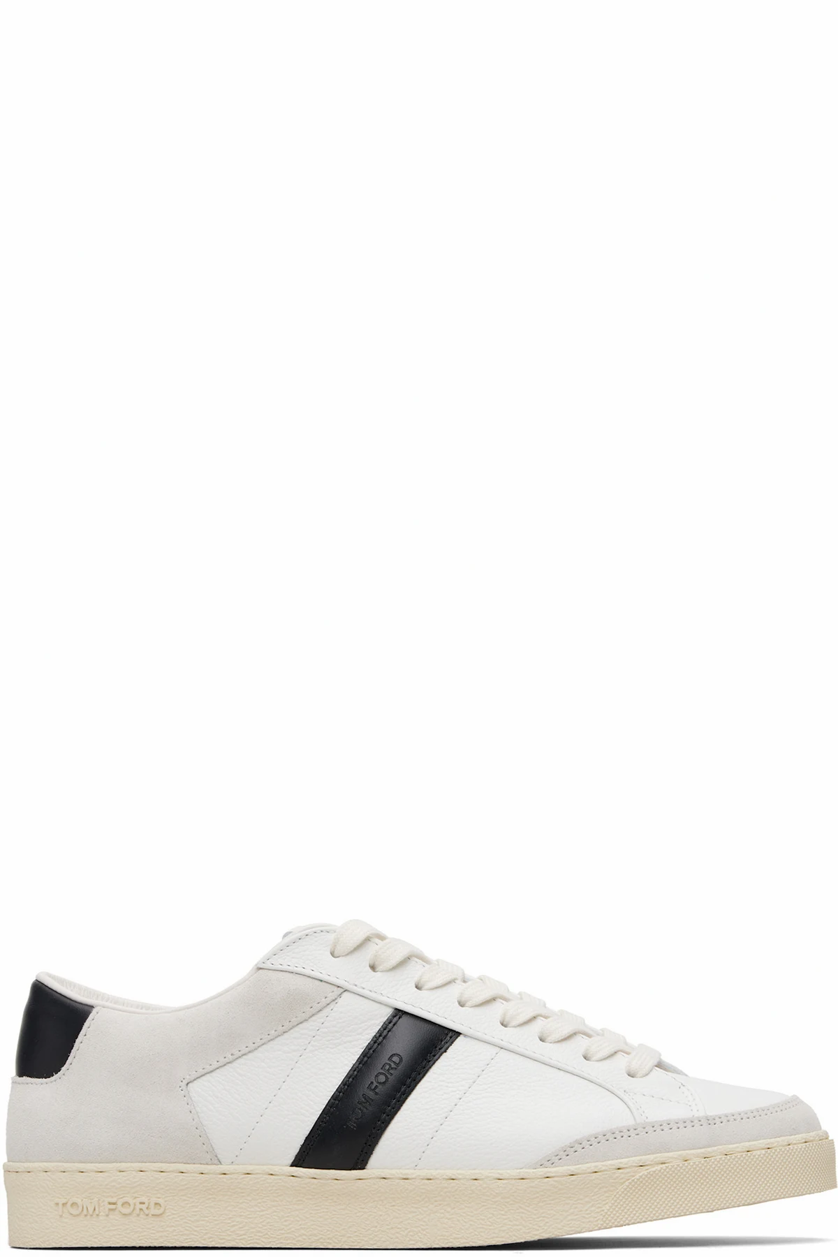 White Grained Leather & Suede Blake Sneakers