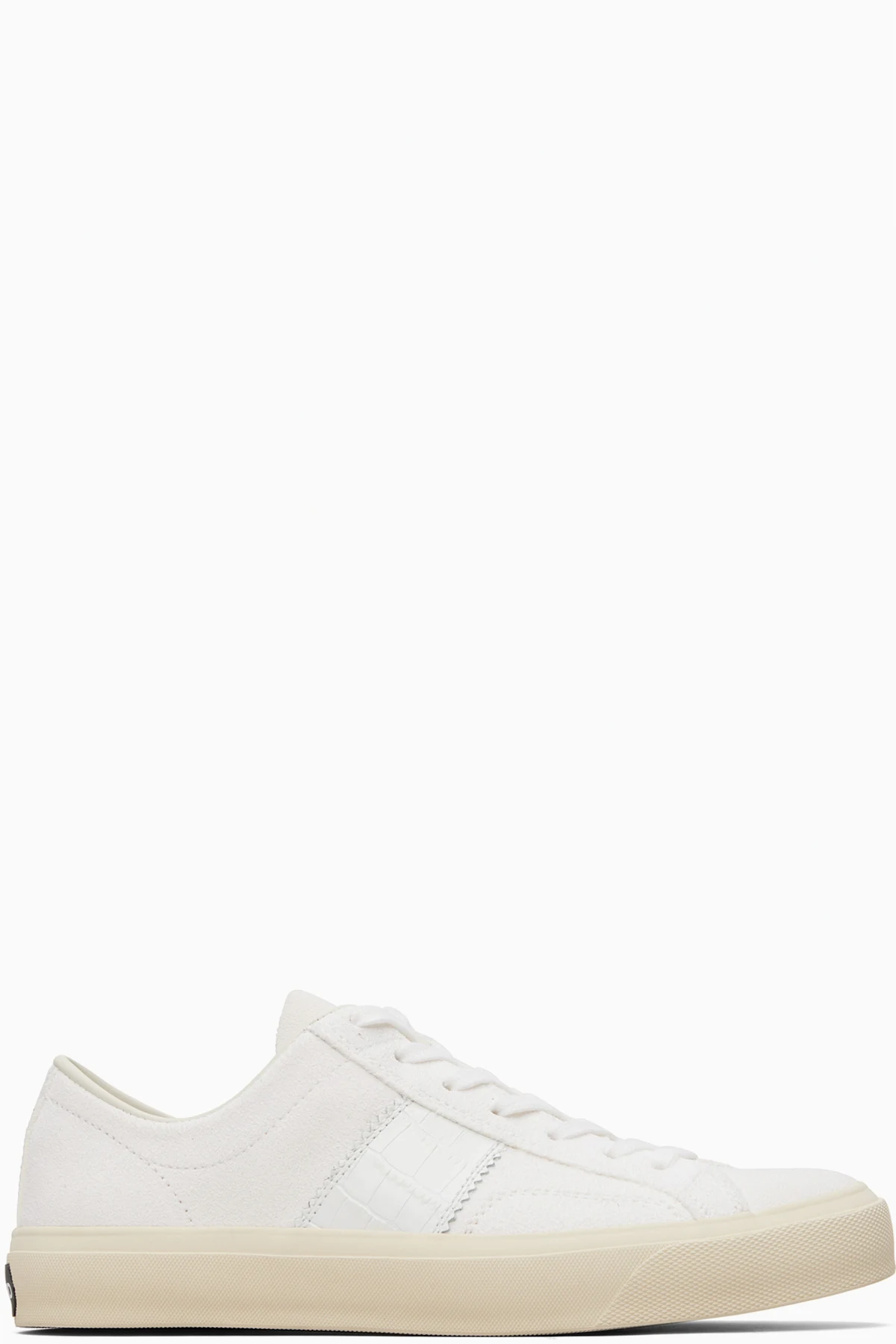 White Suede & Printed Alligator Cambridge Sneakers