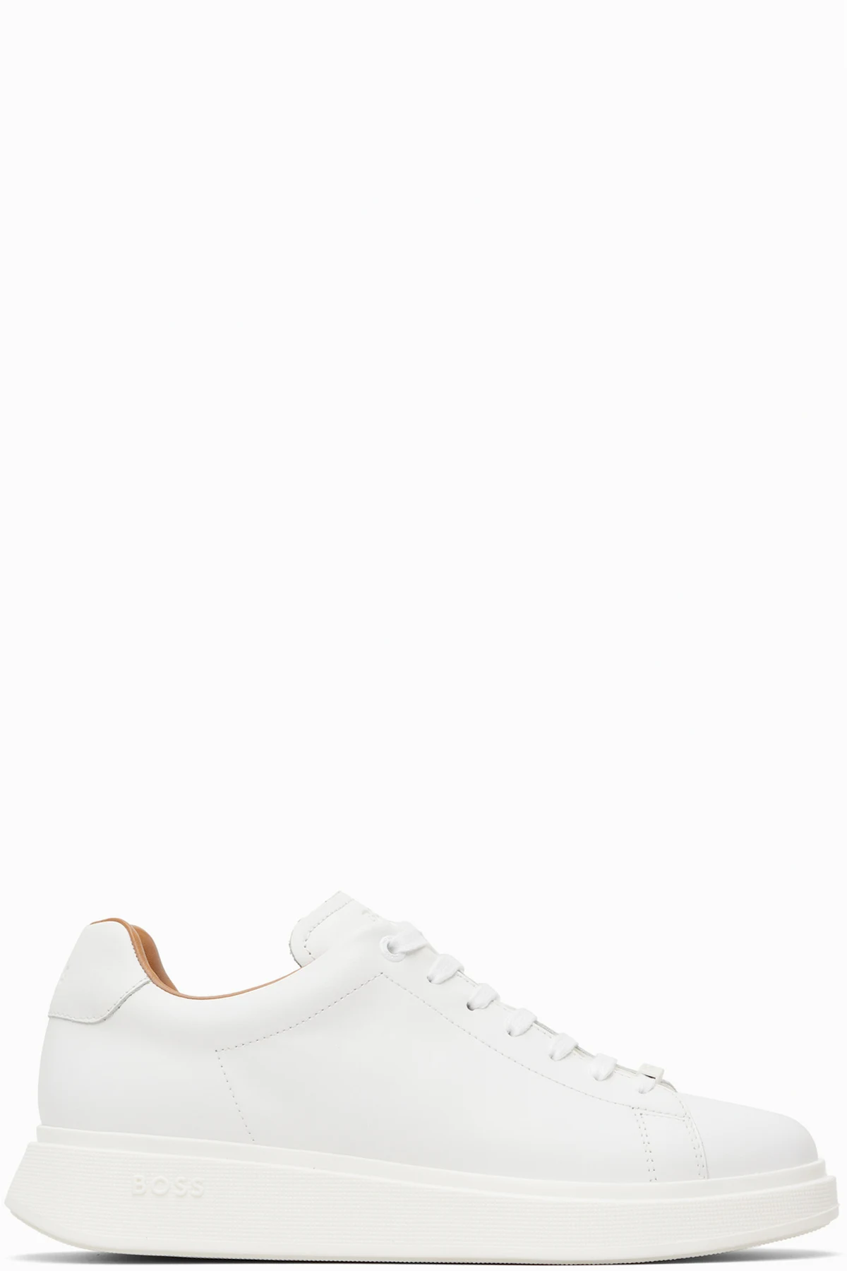 White Rubber-Outsole Leather Sneakers