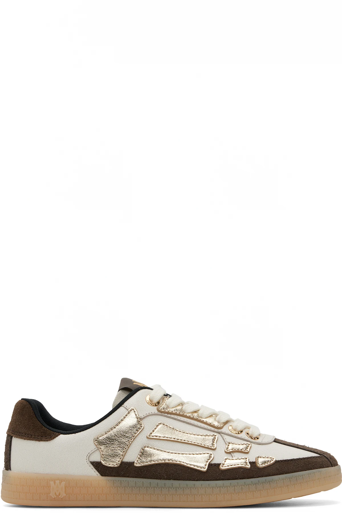 White & Brown Metallic Pacific Bones Sneakers
