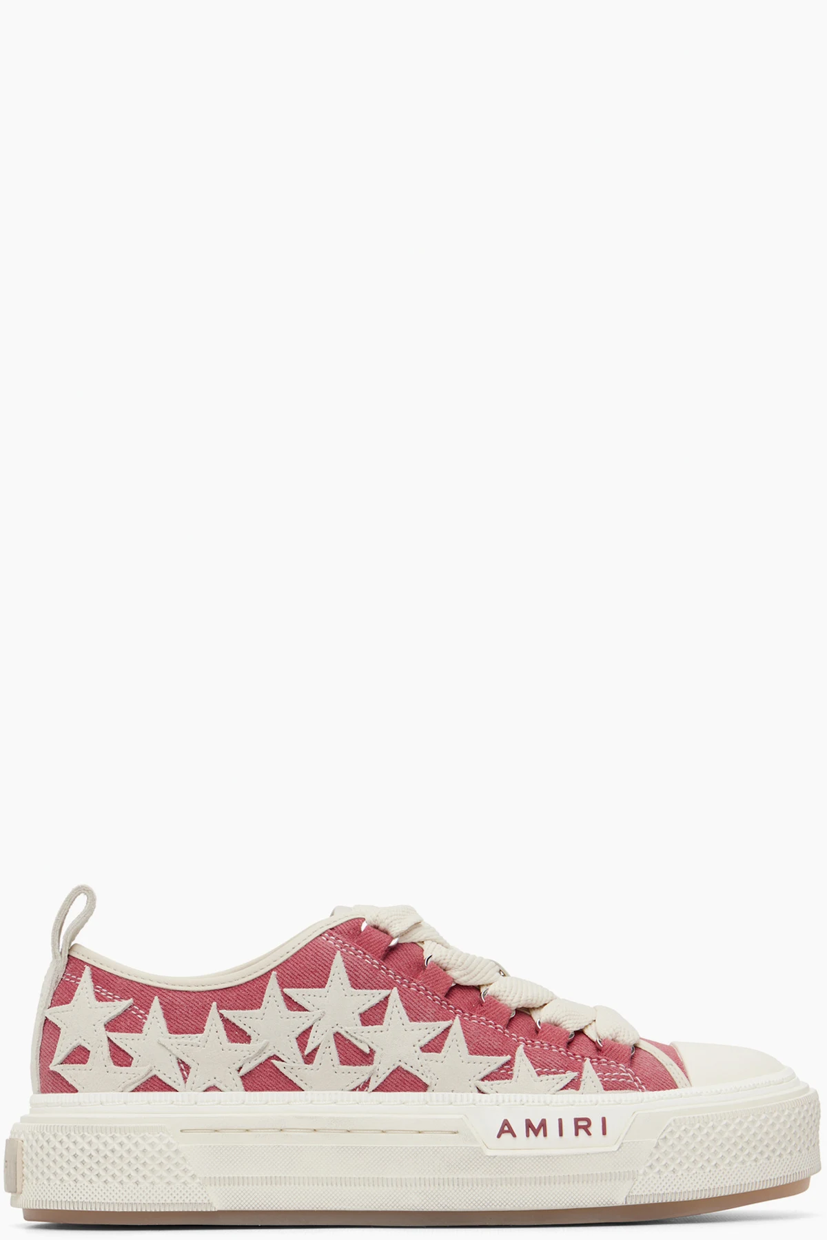 Red Distressed Stars Court Low Sneakers