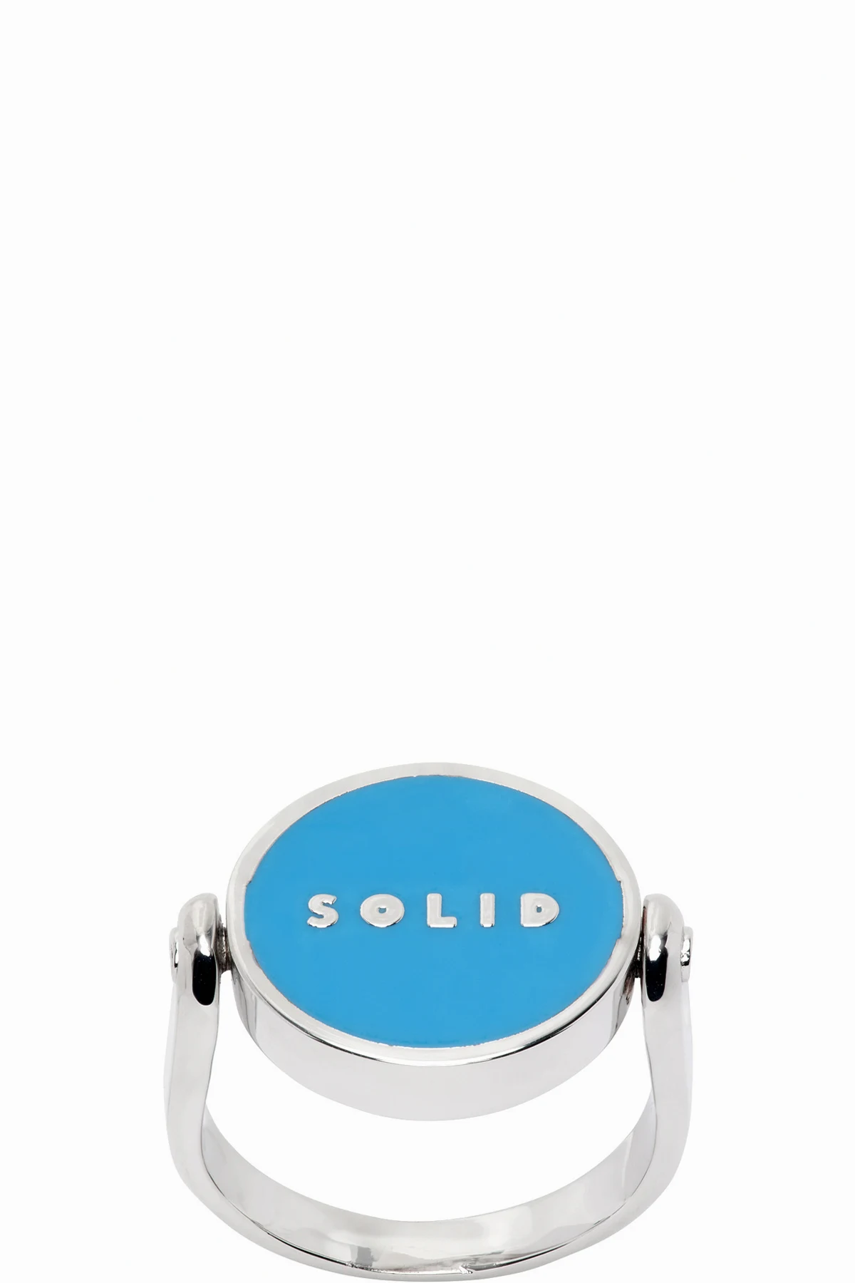 Silver & Blue Solid Round Ring