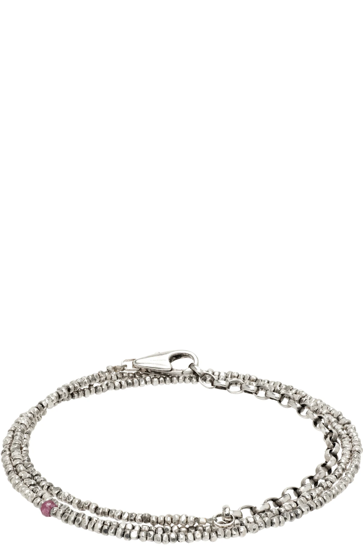 Beaded Sterling Chips Multi Wrap Convertible Bracelet