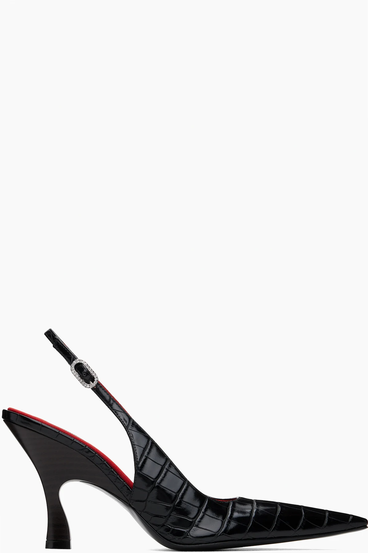 Black Elsa Pointed Toe Slingback Heels