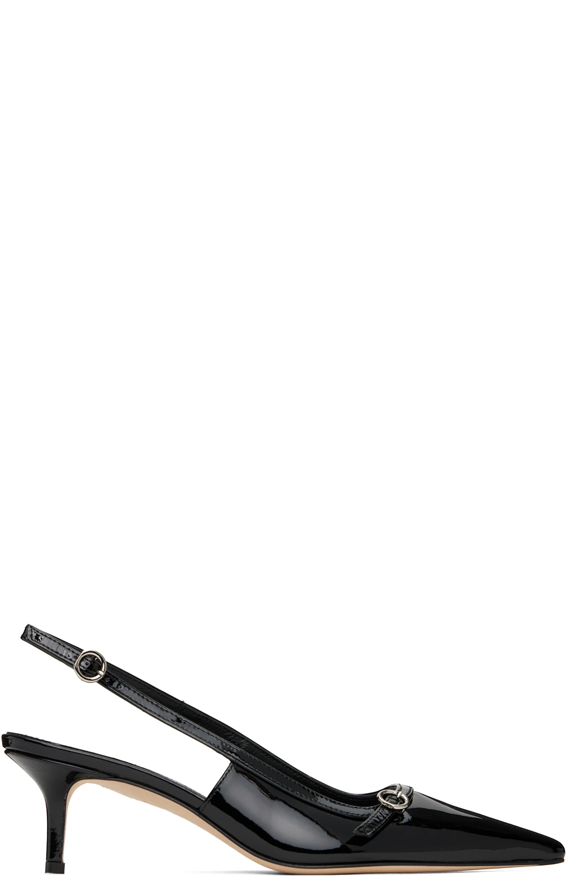 Black Saba Leather Slingback Heels