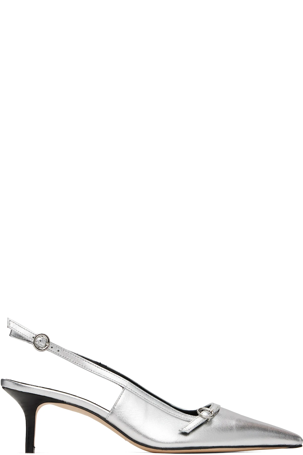 Silver Saba Leather Slingback Heels