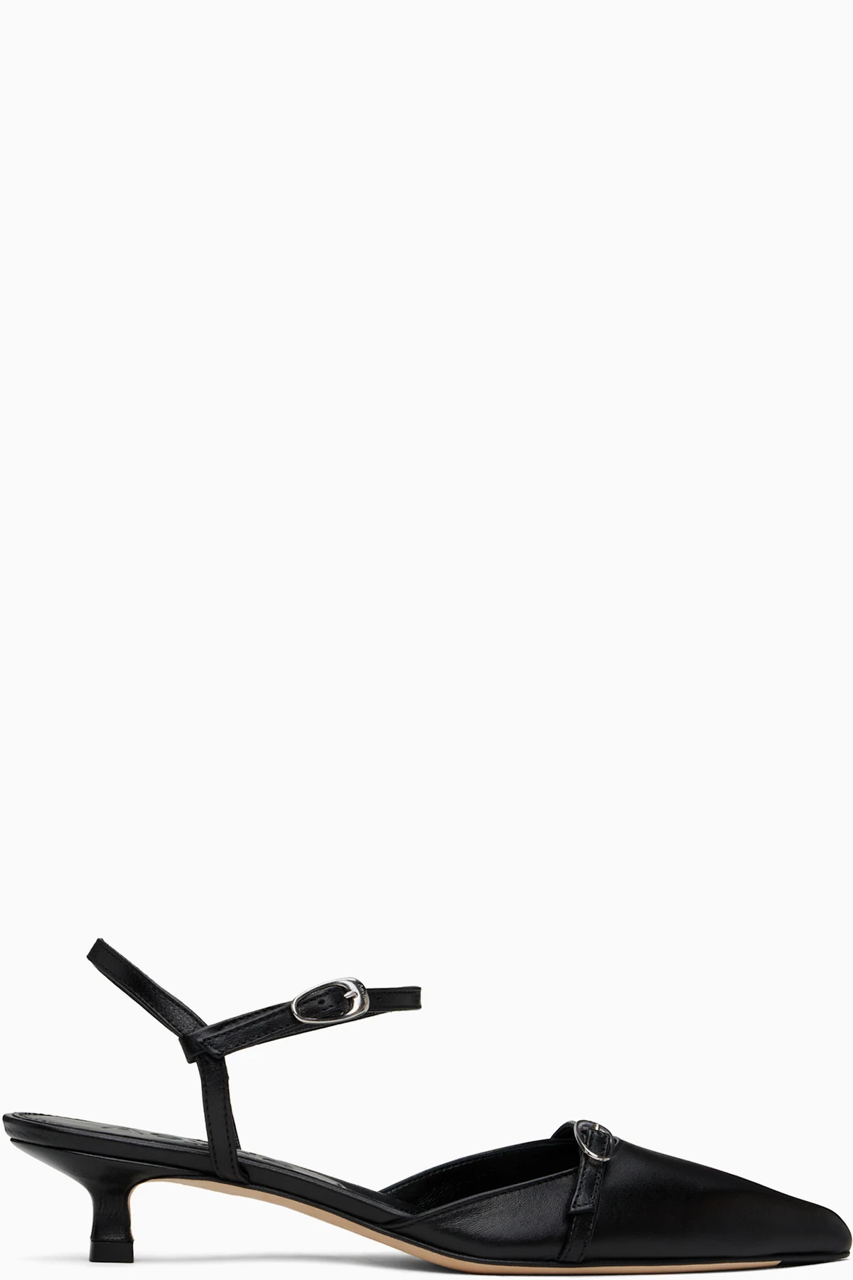 Black Melia Leather Kitten Heels