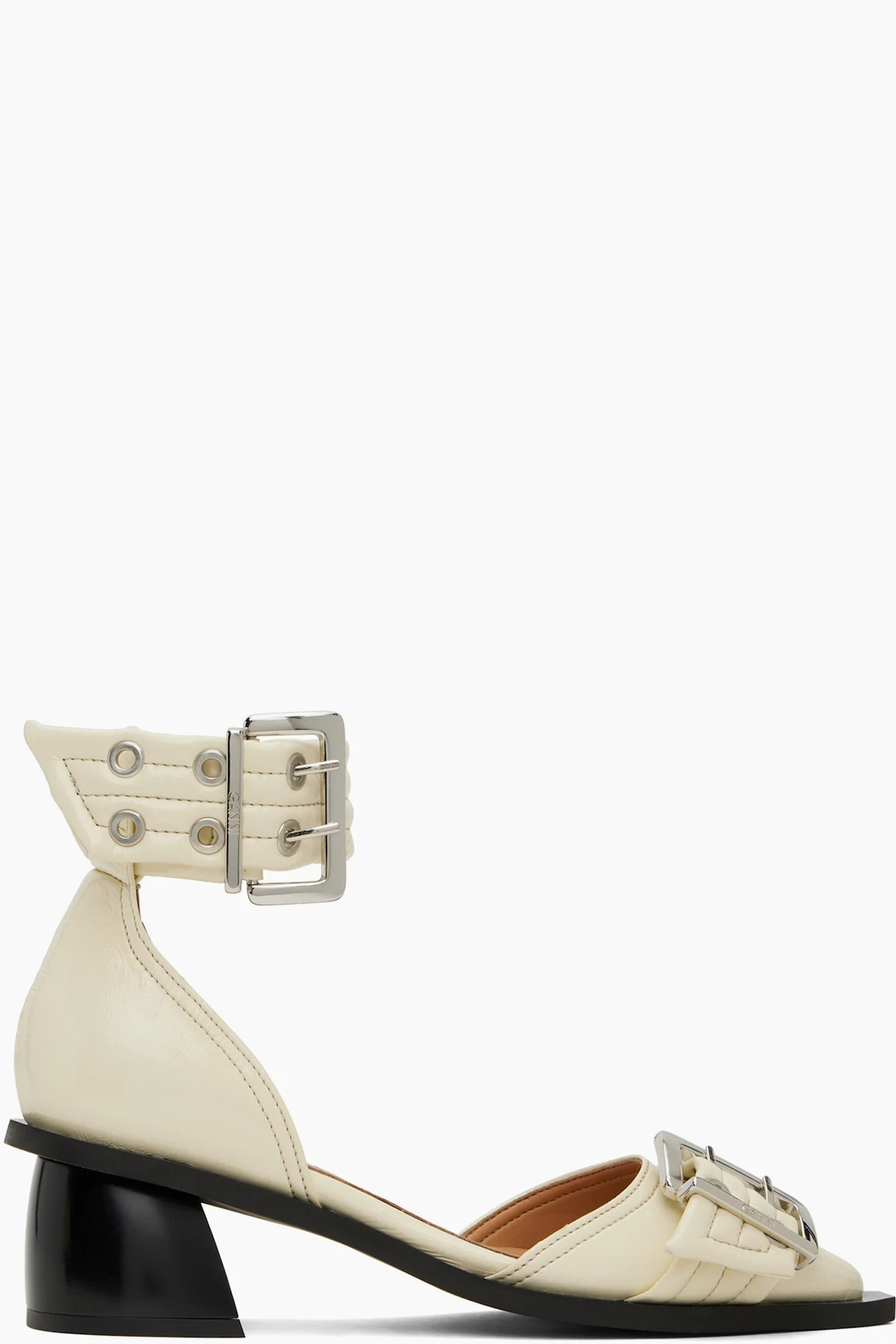 Off-White Feminine Buckle Open Cut Heels