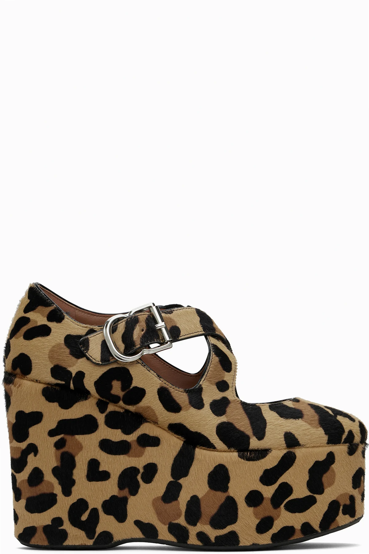 Brown Criss Cross Wedge Heels