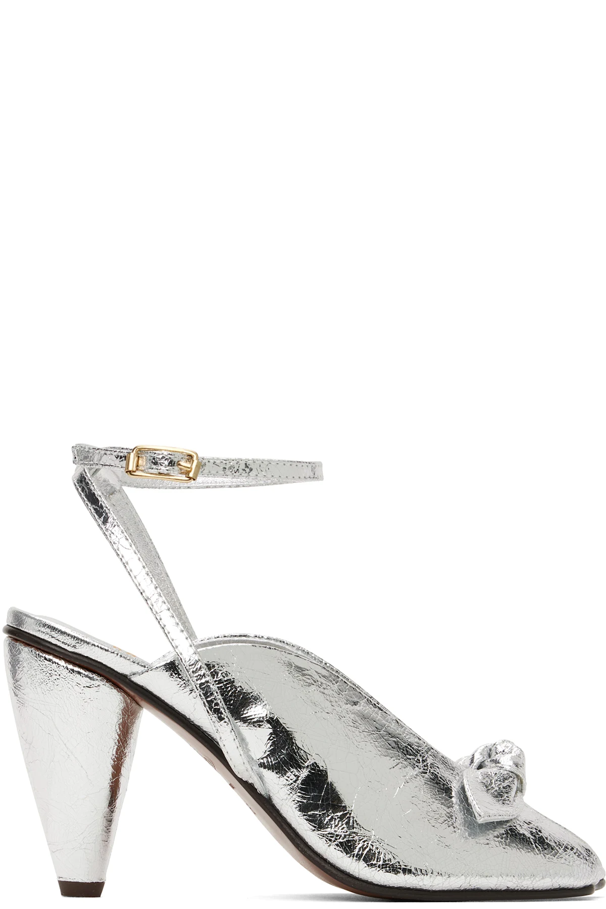 Silver Bow Peep Heels