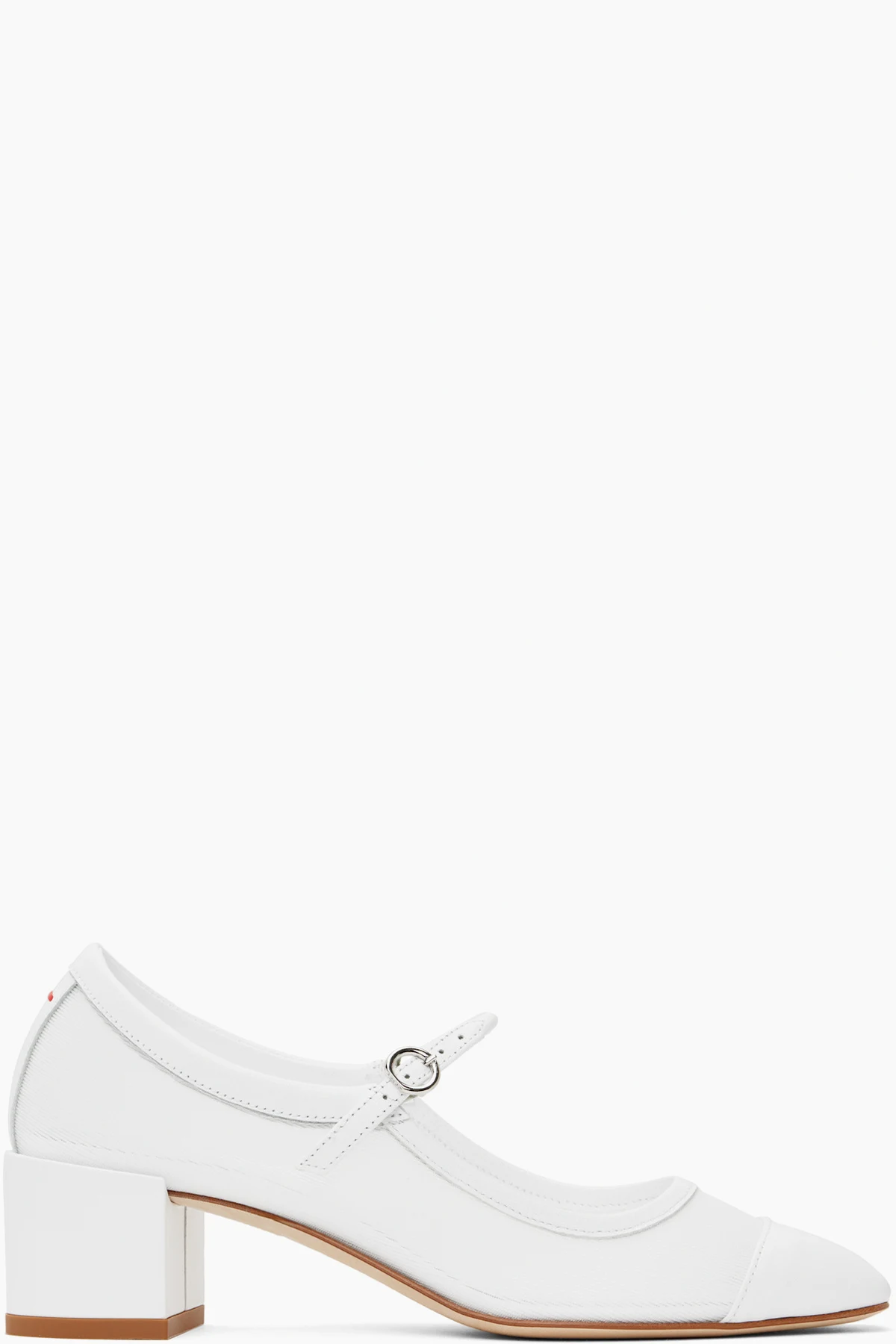 White Aline Mesh Mary-Jane Heels