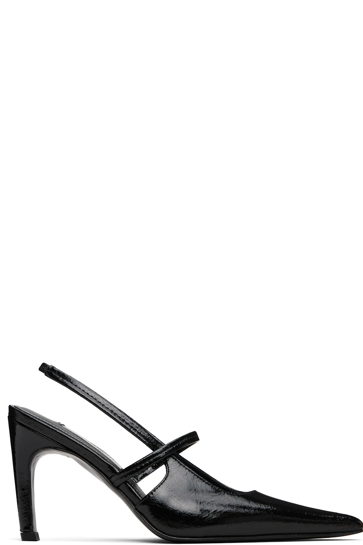 Black Naplak Stiletto Slingback Heels