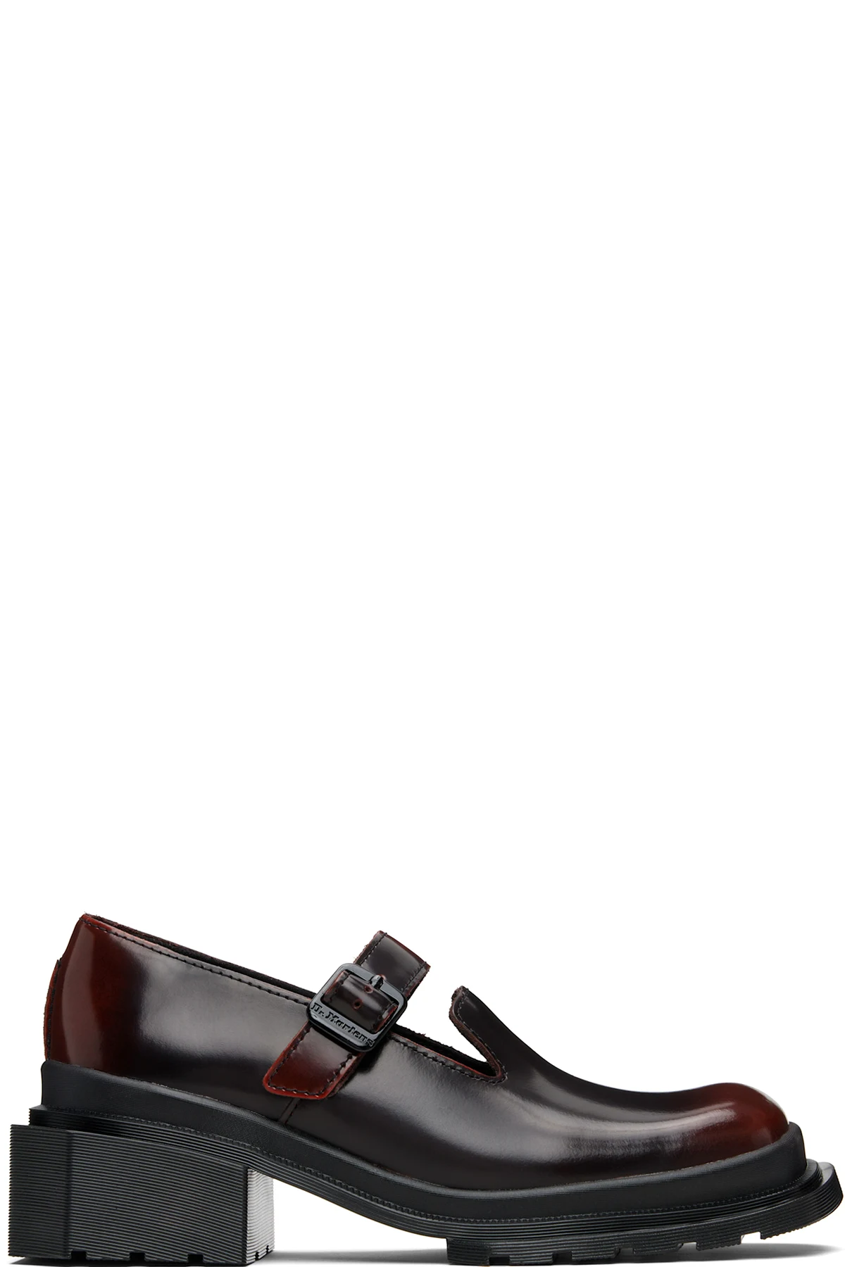 Black & Burgundy Maybole Square Toe Mary Jane Heels