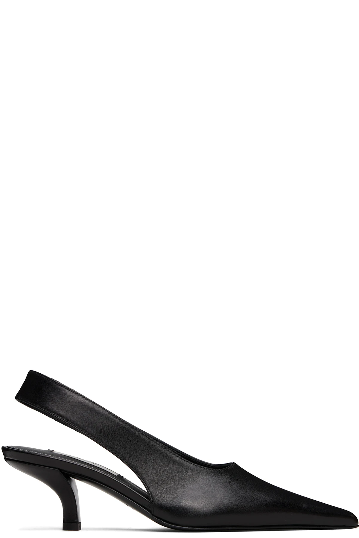 Black Classic Leather Slingback Heels