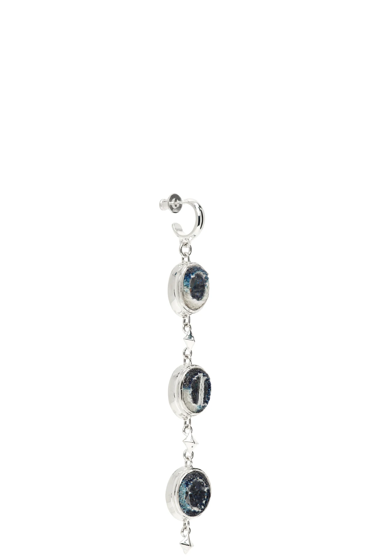 Silver Denim Oval String Earring