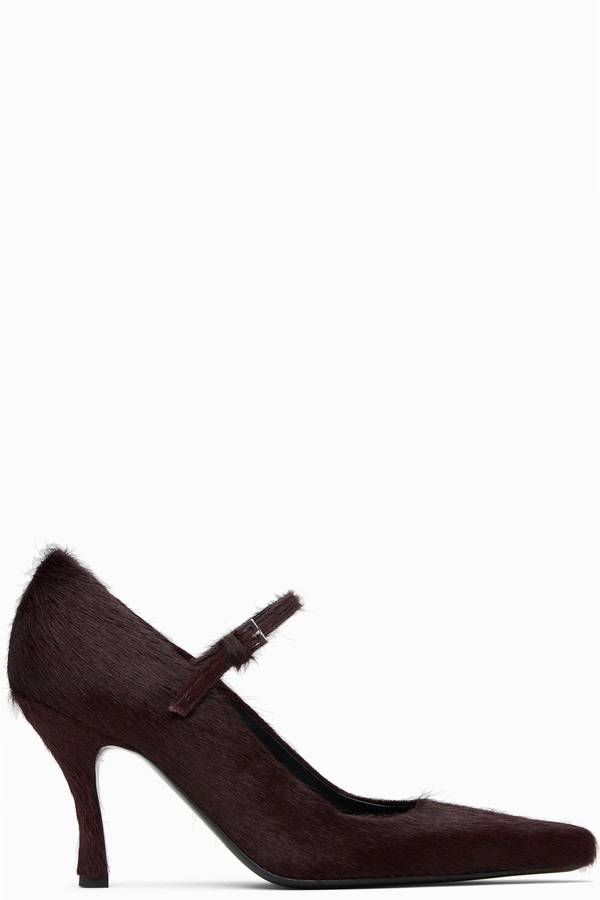 Burgundy Kabel Pony-Effect Leather Heels