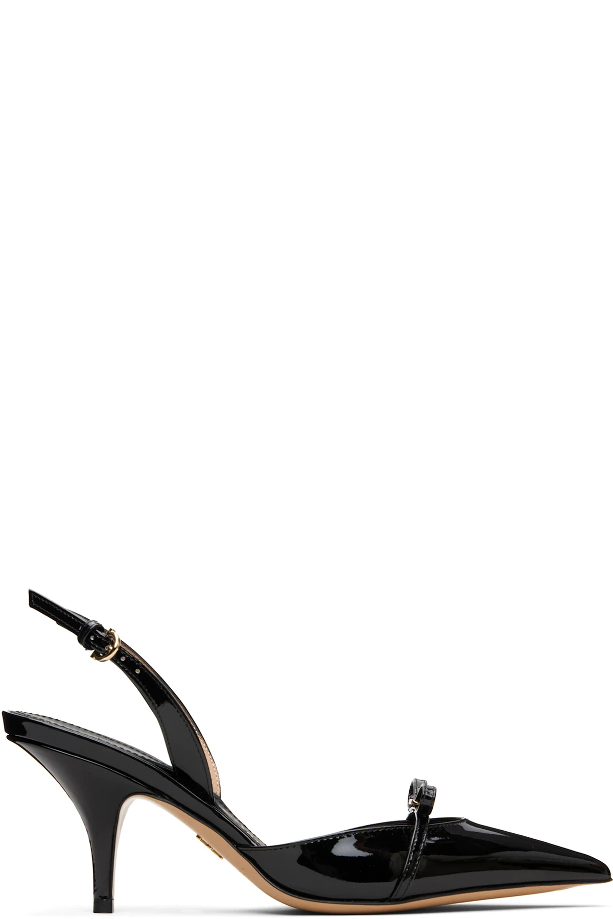 Black Mini Bow Sling Pump Heels