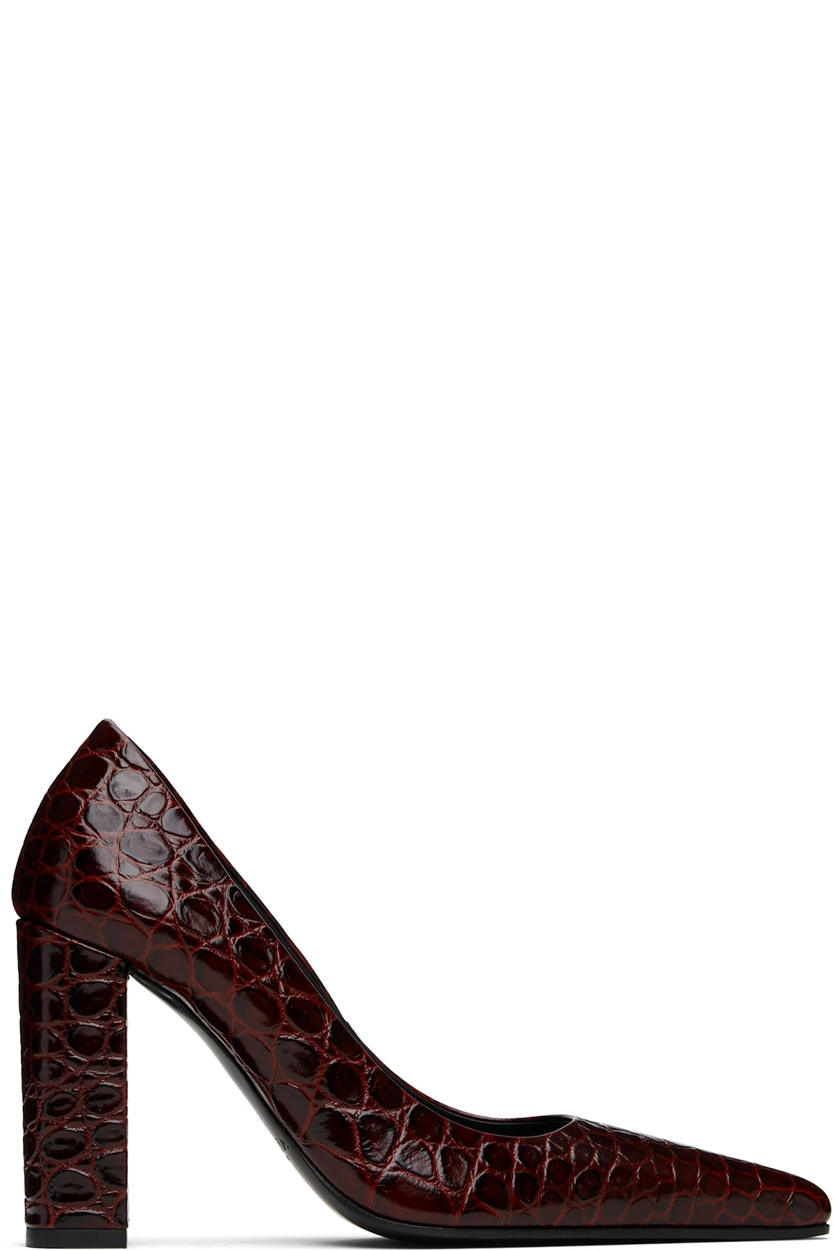 Burgundy Croc Embossed Calf 90 Heels