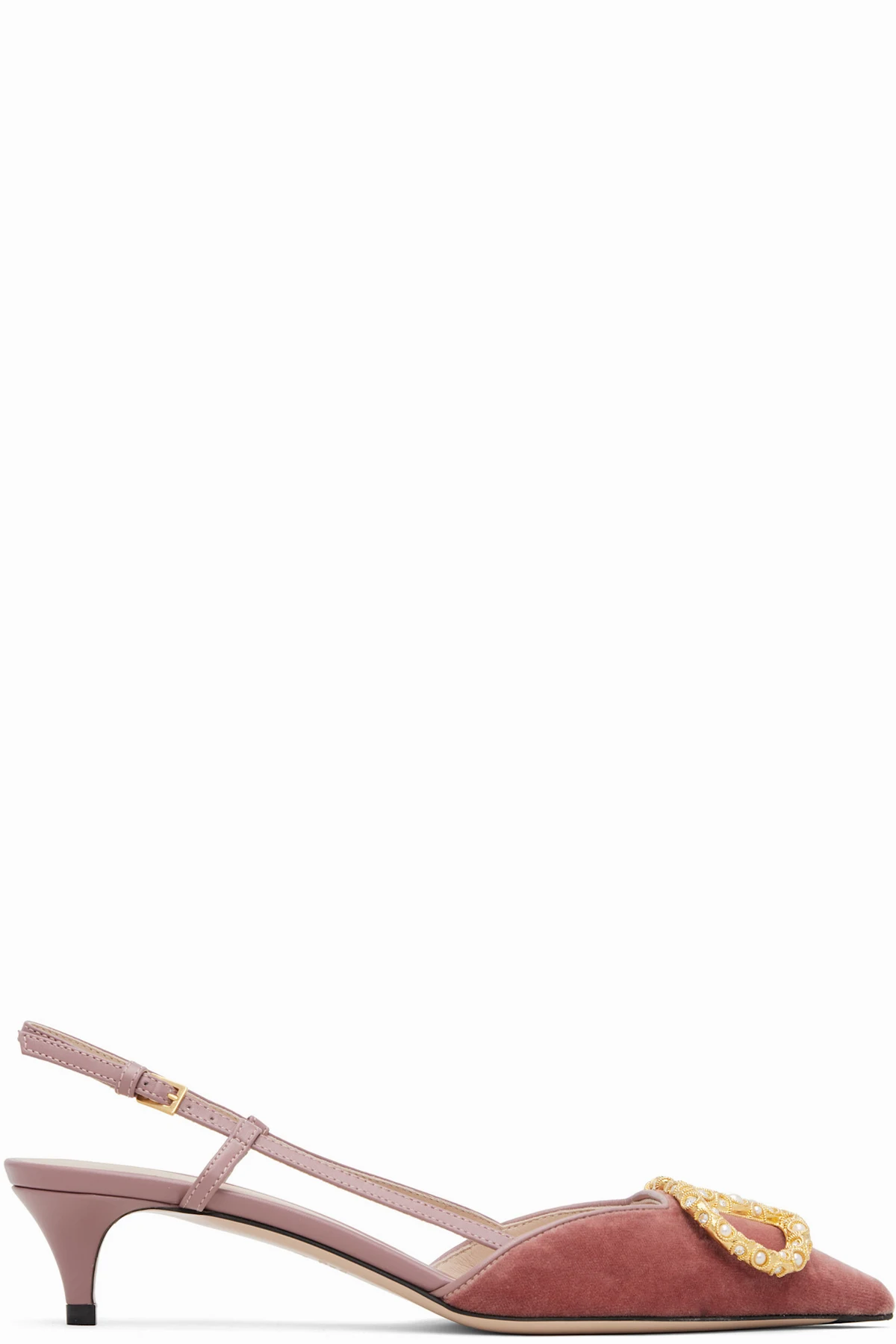 Pink VLogo Signature Velvet Slingback Heels