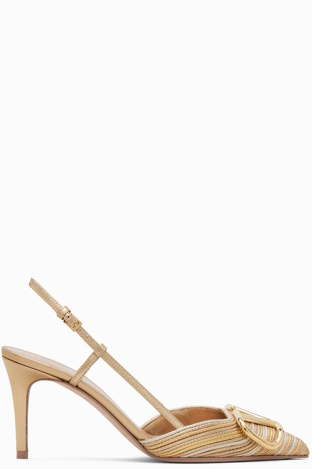 Gold VLogo Signature Metallic Slingback Heels