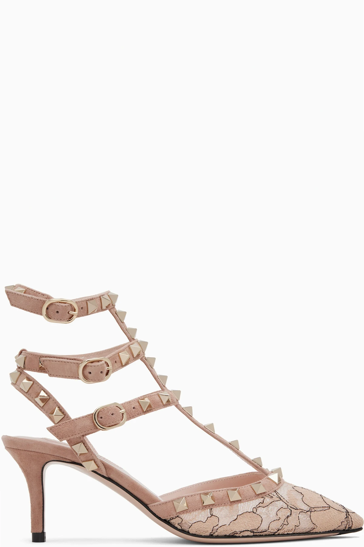 Pink Rockstud Lace Heels