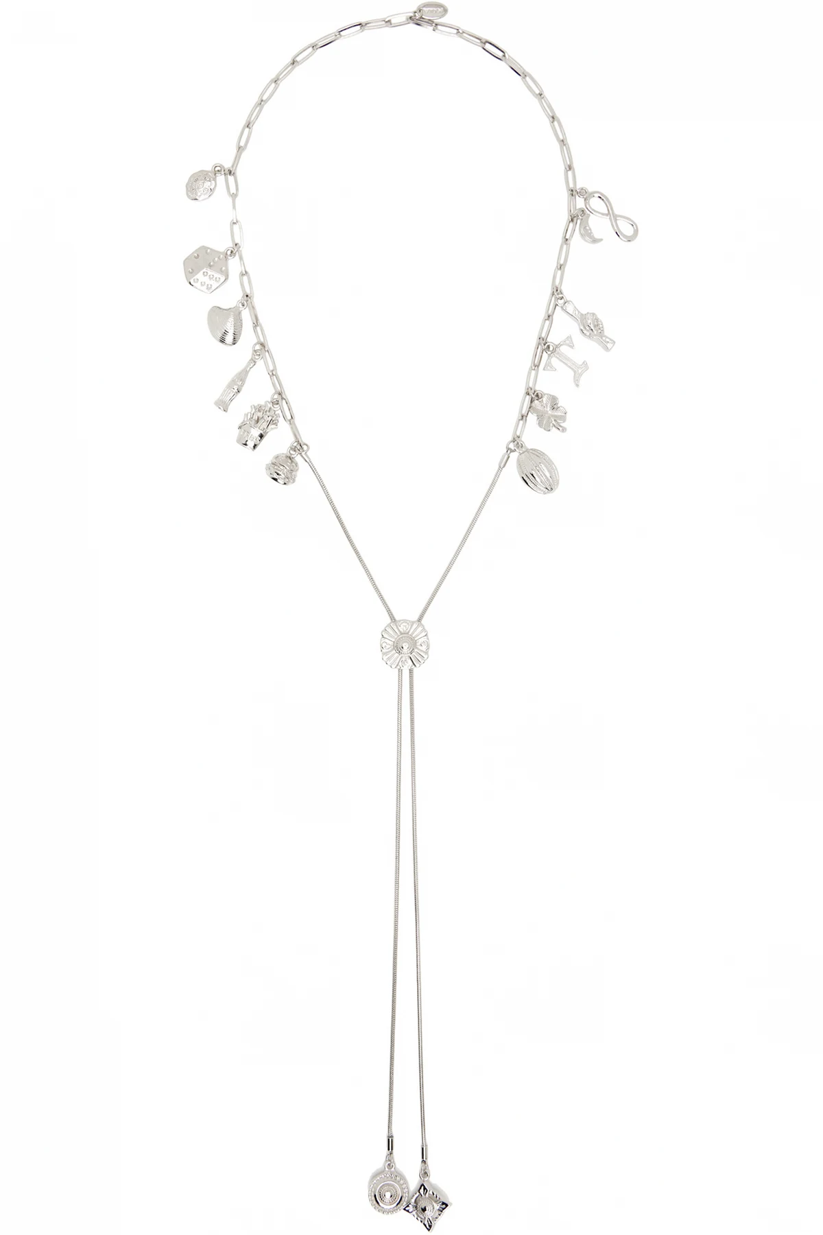 Metal Motif Loop Tie Necklace