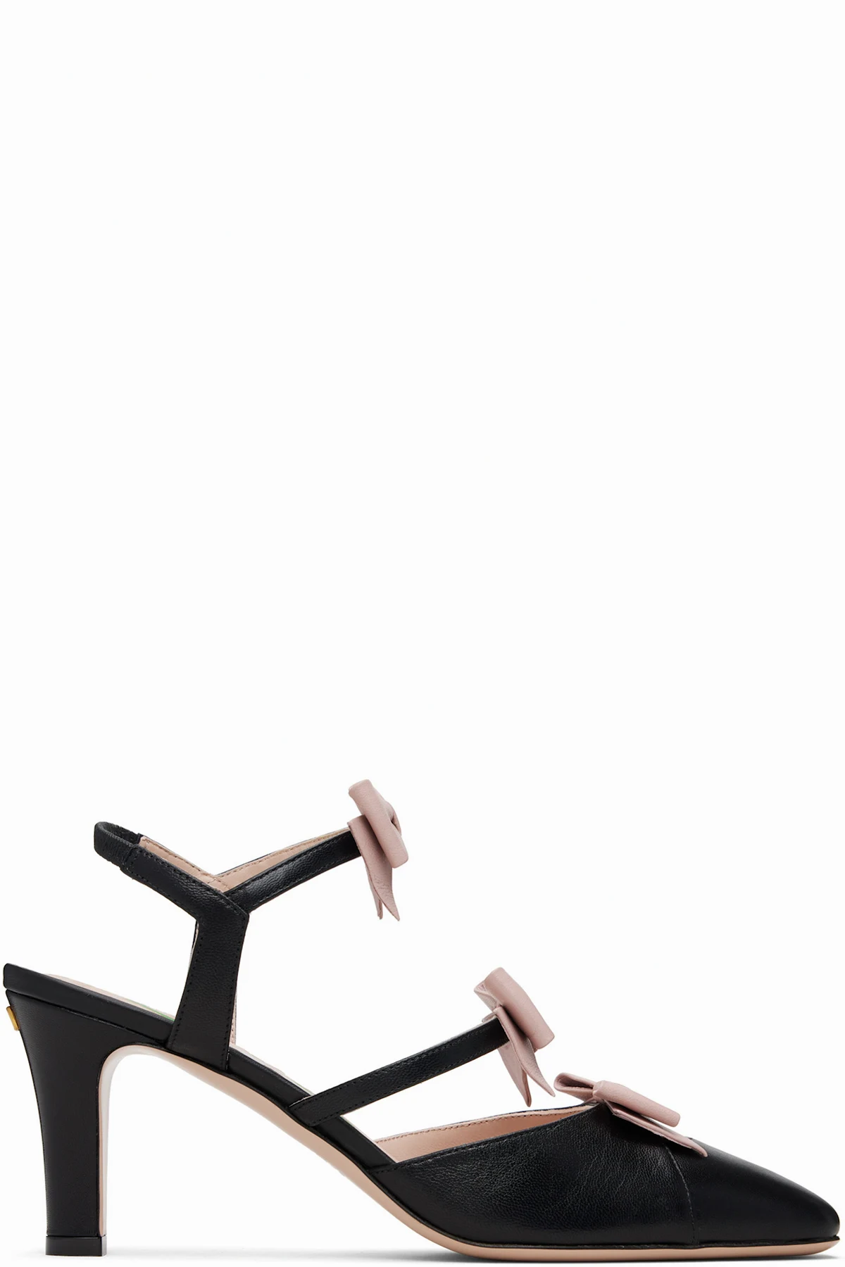 Black Slingback Leather Bow Heels
