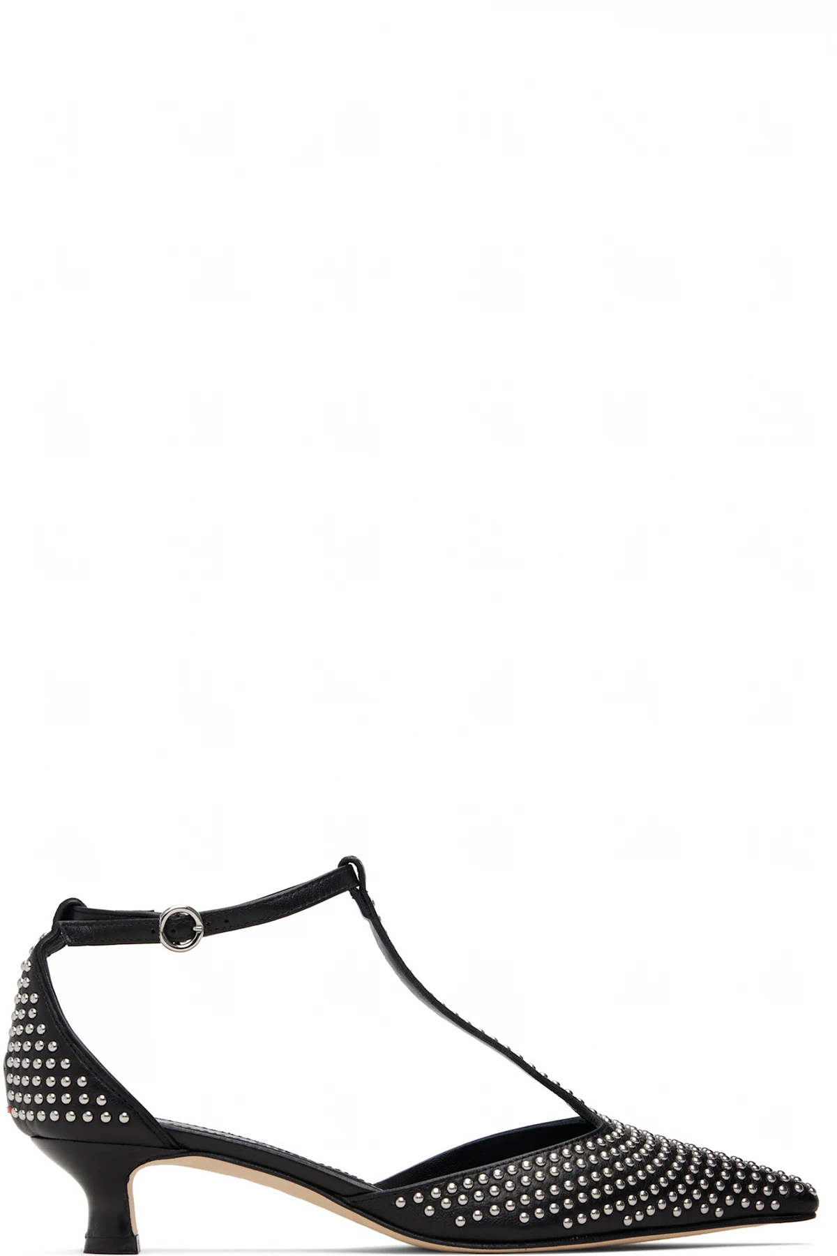 Black Liz Mini Stud Leather Heels