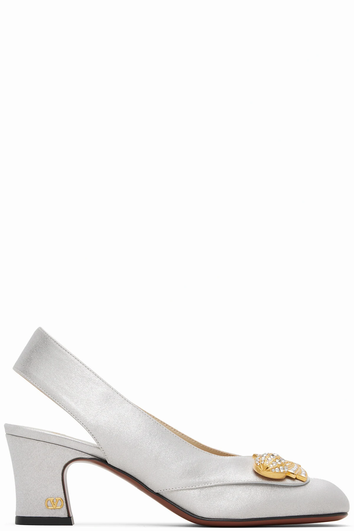Silver Adamantine Slingback Glitter Fabric Heels