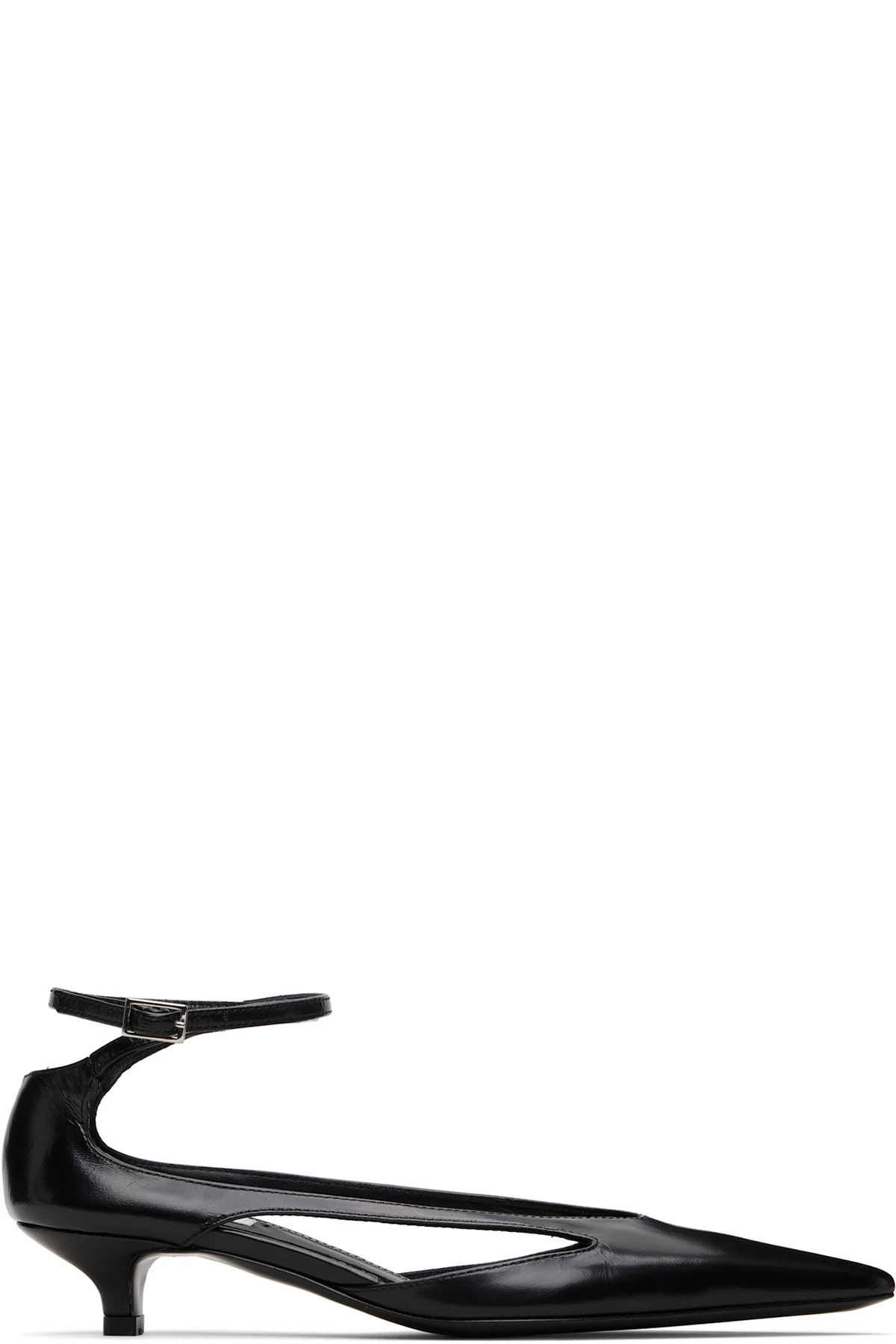 Black Leather Kitten Heels