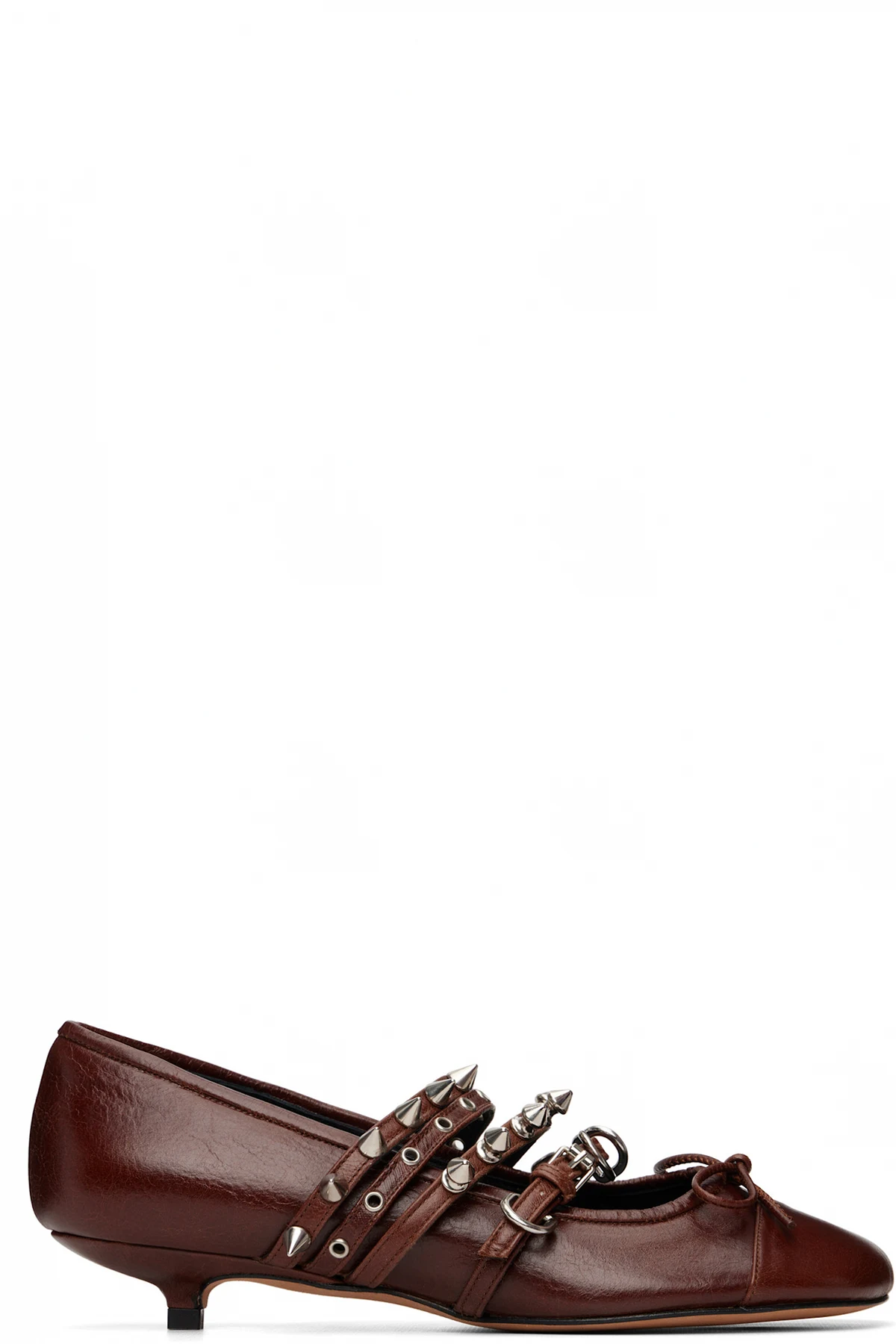 Brown Kitten Spike Ballerina Heels