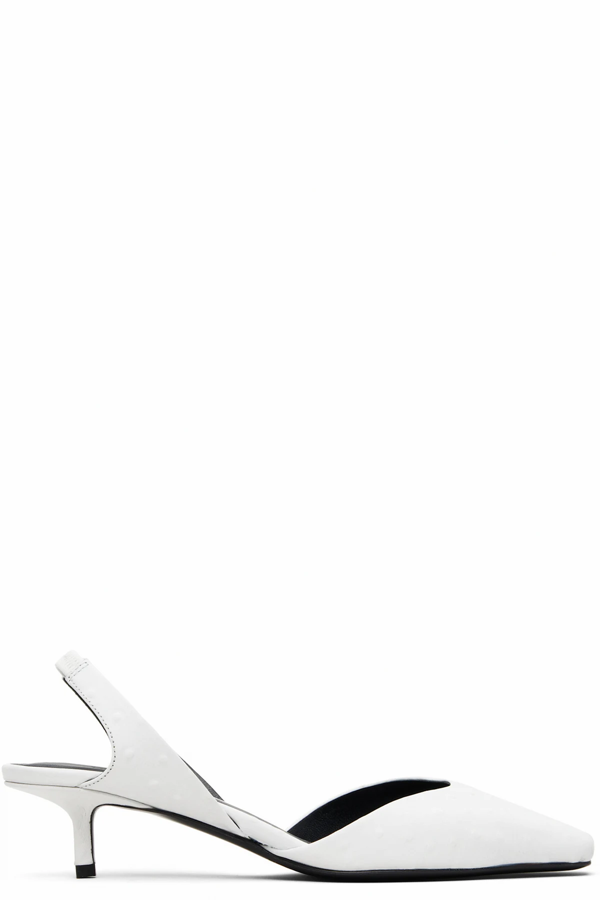 White Sully Ostrich-Effect Leather Slingback Heels