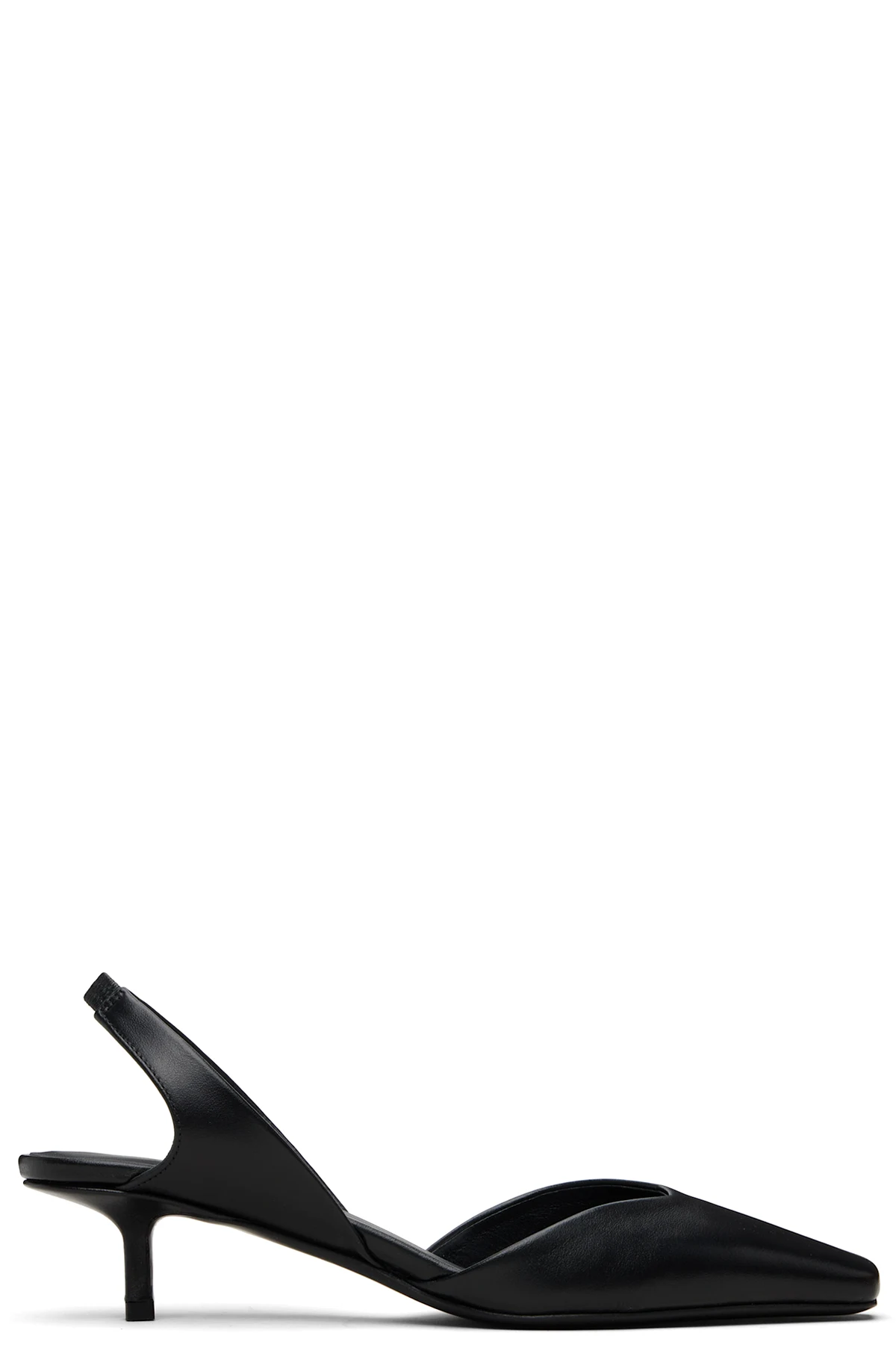 Black Betsy Calf Leather Slingback Heels