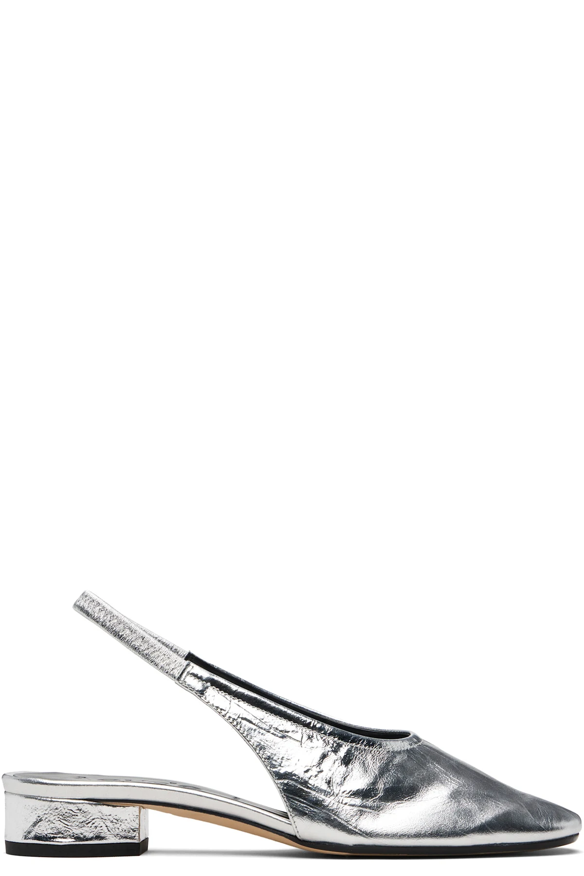 Silver Dua Laminated Leather Slingback Heels