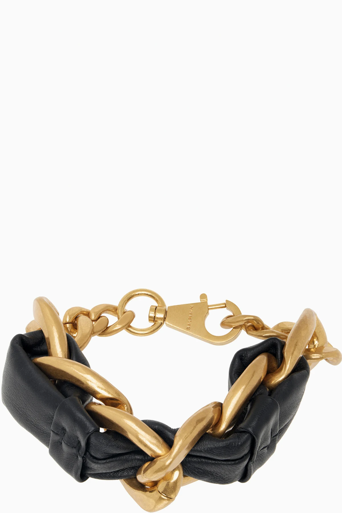 Gold & Black 1945 Soft Chain & Leather Bracelet