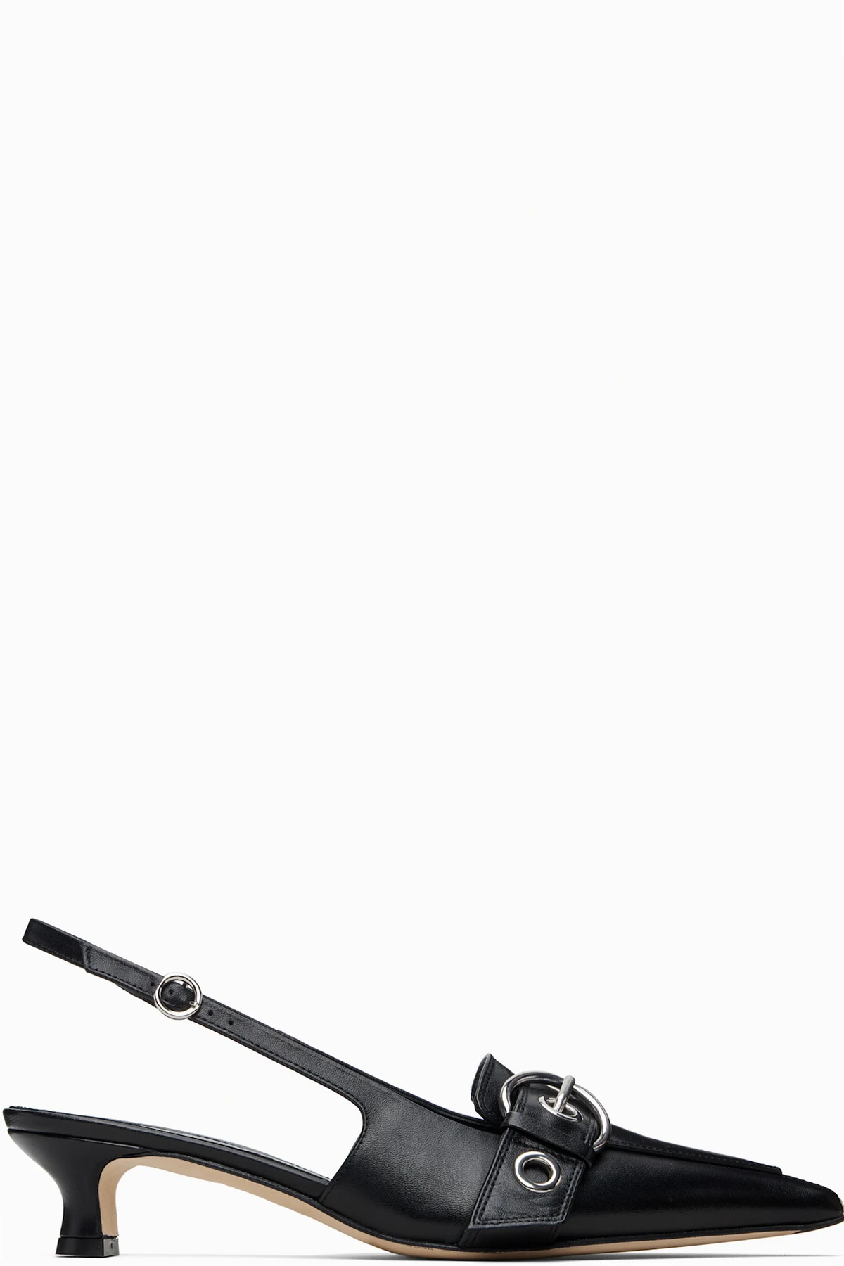 Black Davina Eyelet Slingback Heels